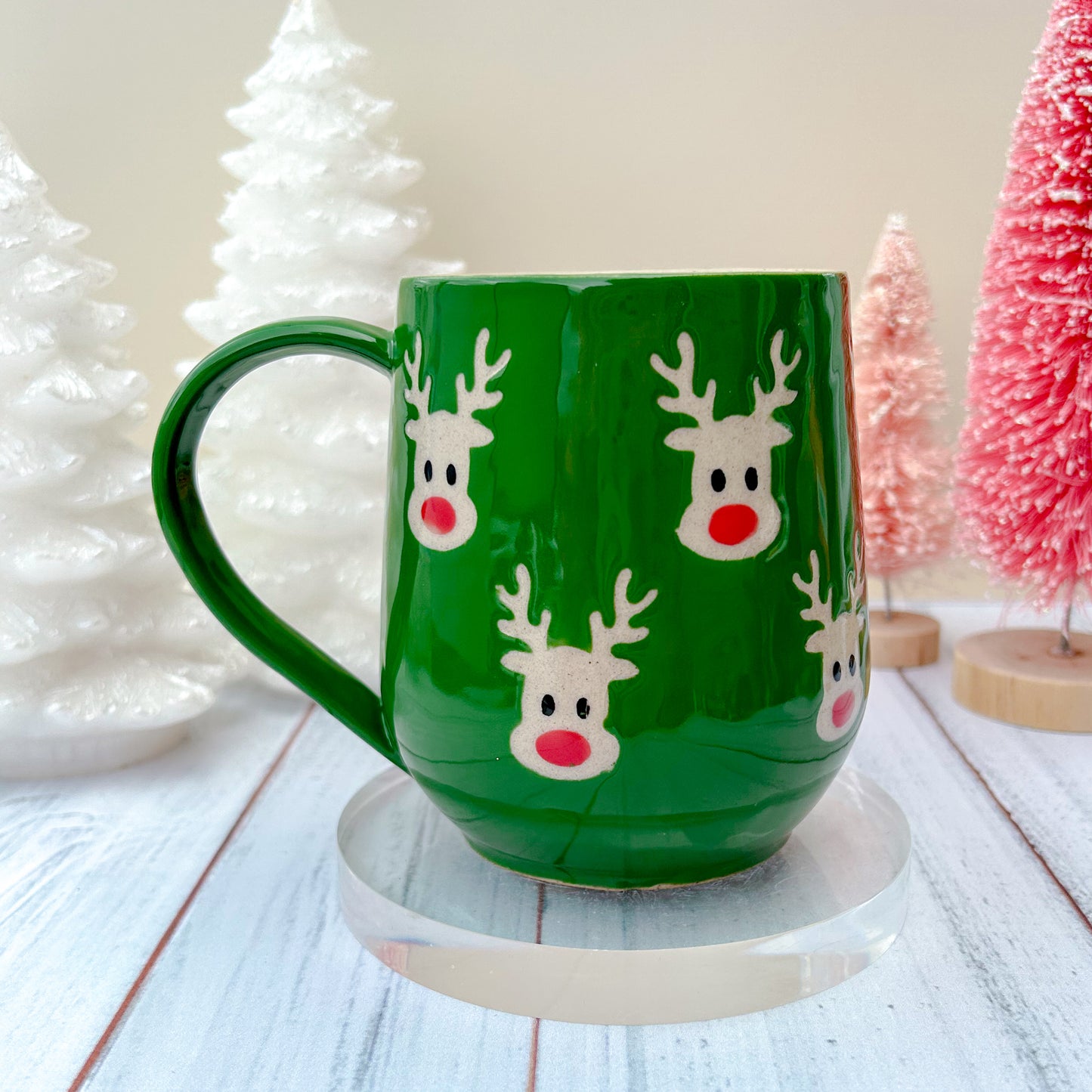 Green Reindeer 16 Ounce Mug