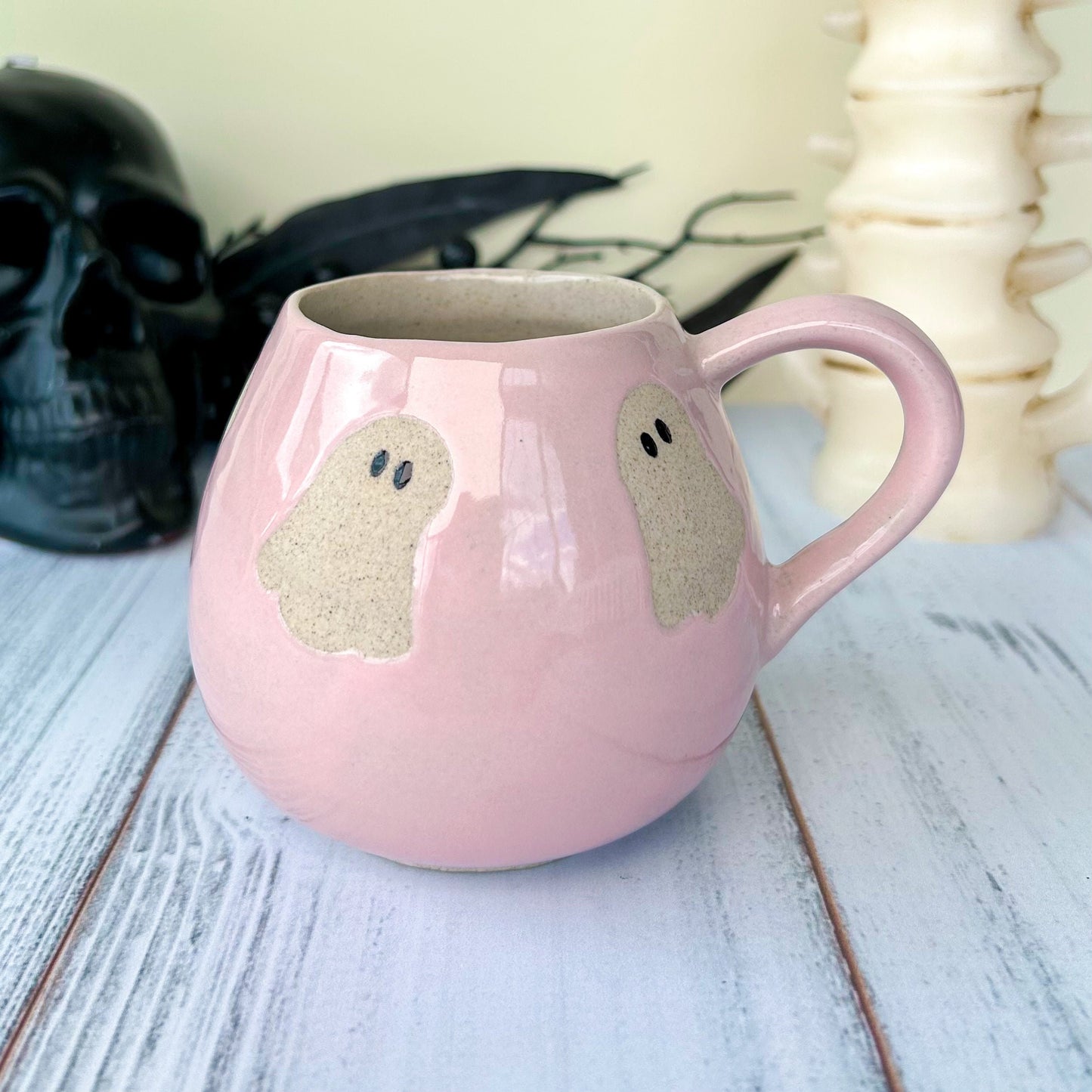 Pink Ghost 12 Ounce Ceramic Mug
