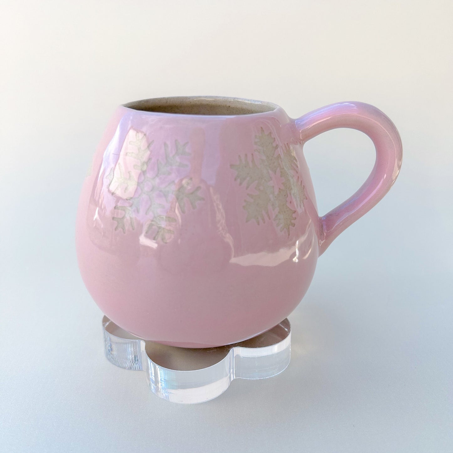 Pink Snowflake 12 Ounce Ceramic Mug