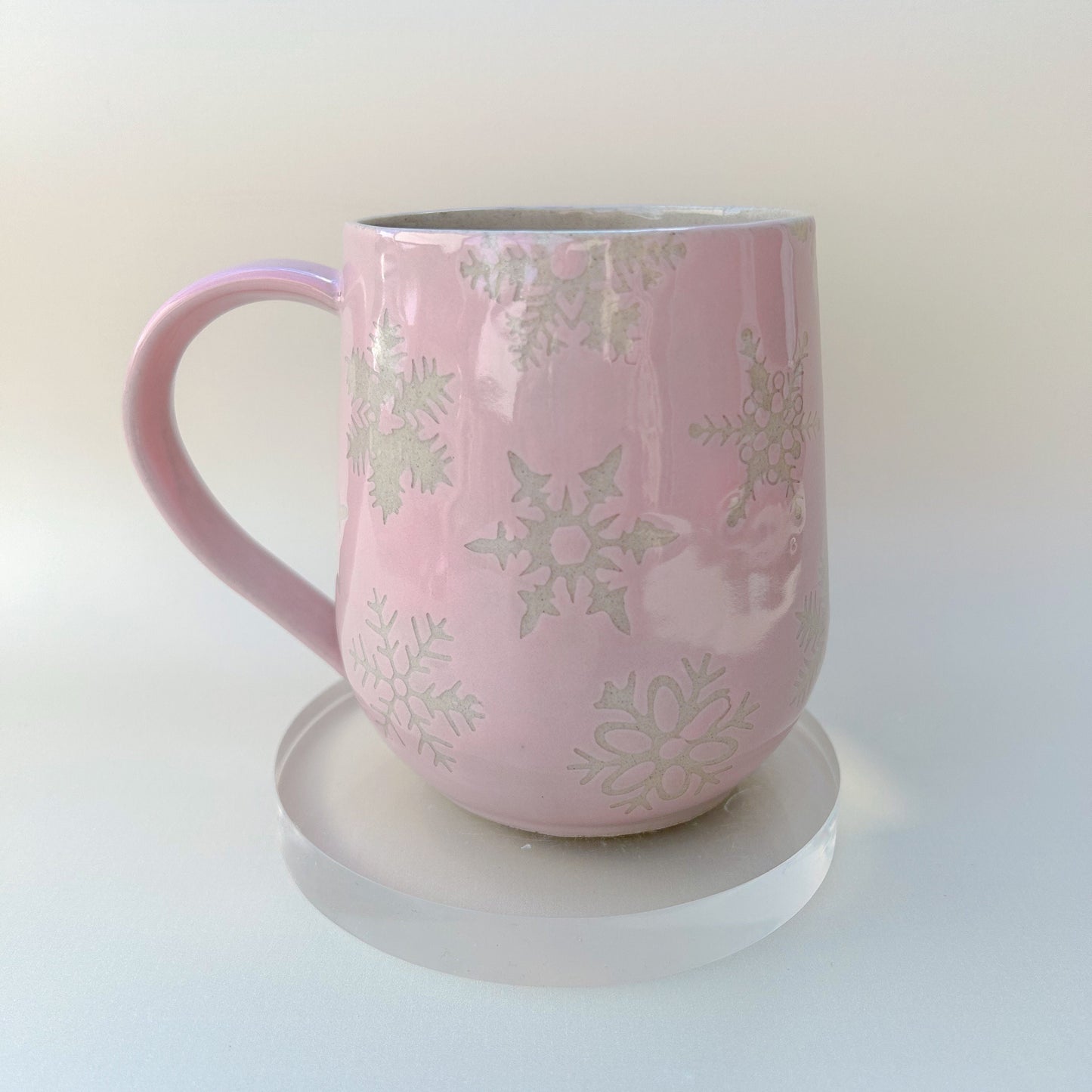 Pink Snowflake 16 Ounce Ceramic Mug