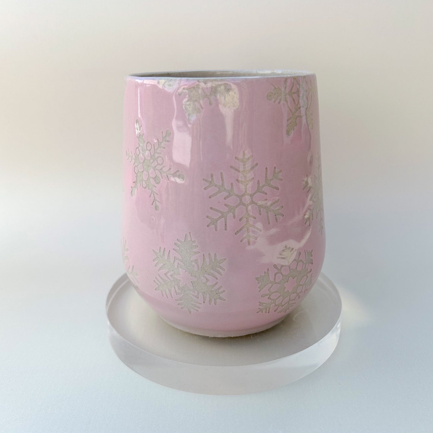 Pink Snowflake 16 Ounce Ceramic Mug