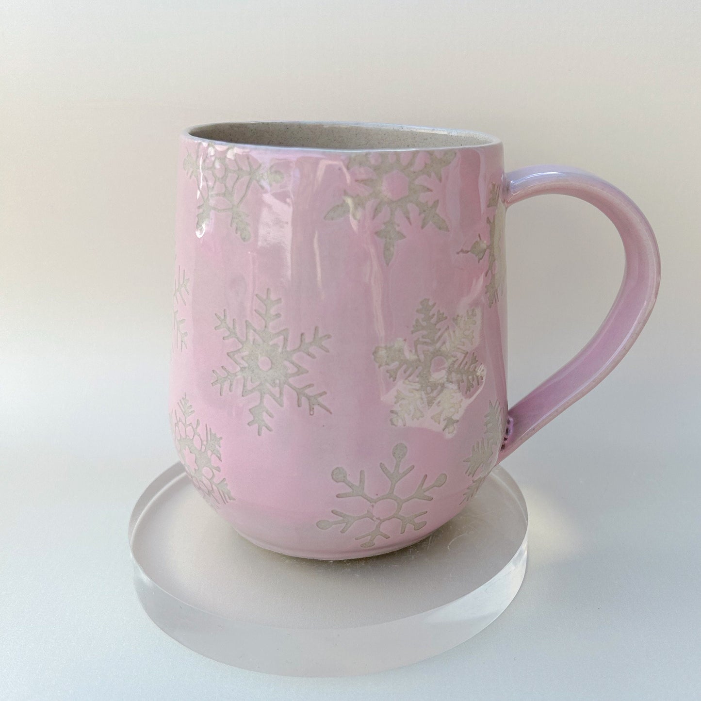 Pink Snowflake 16 Ounce Ceramic Mug