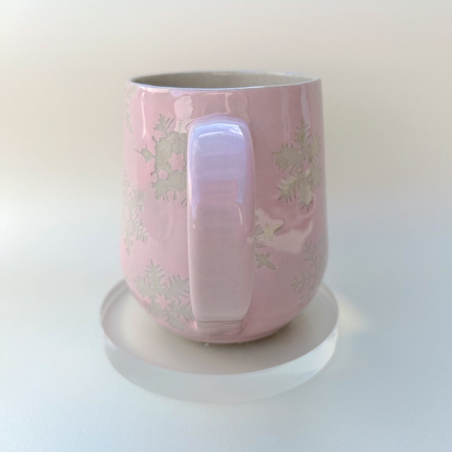 Pink Snowflake 16 Ounce Ceramic Mug