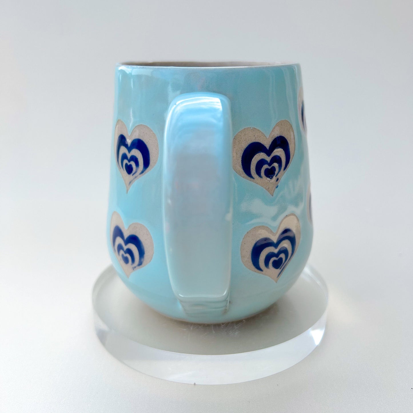 Light Blue Heart 16 Ounce Ceramic Mug