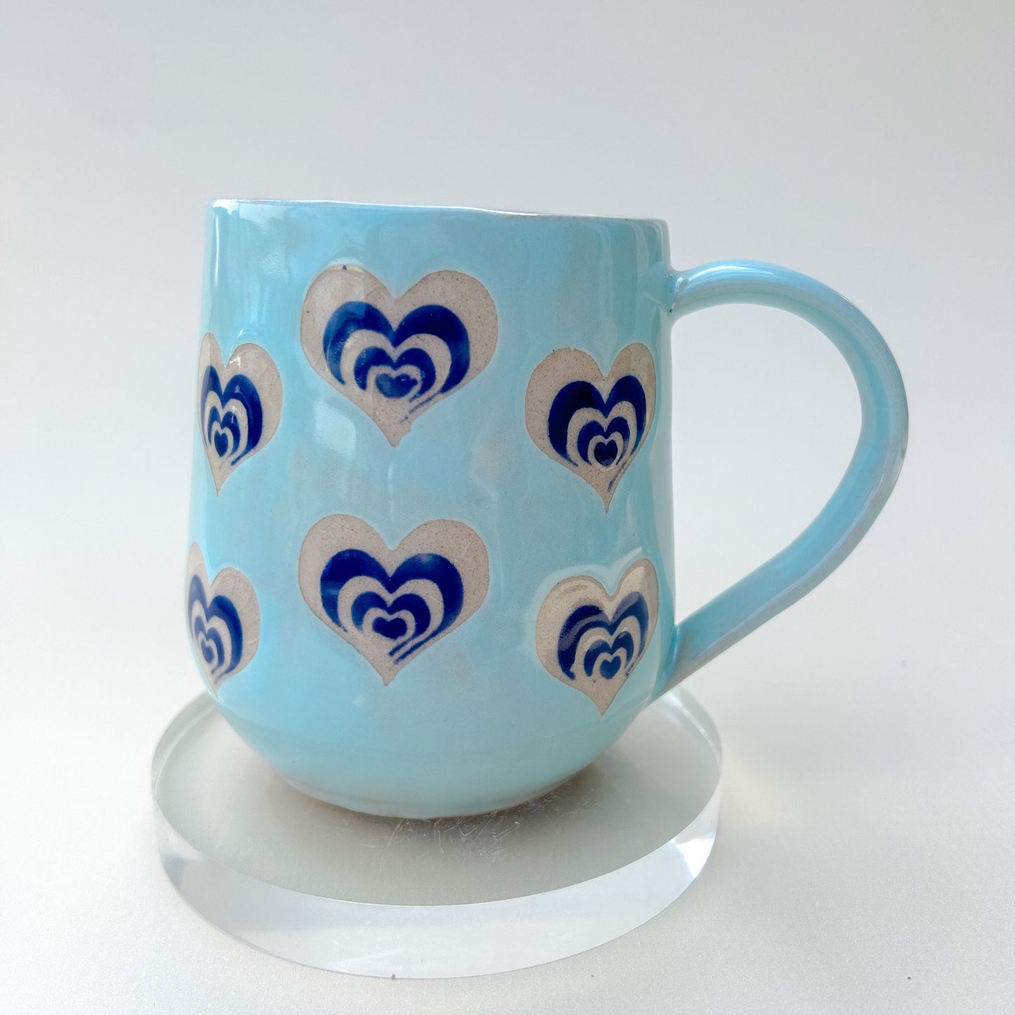 Light Blue Heart 16 Ounce Ceramic Mug