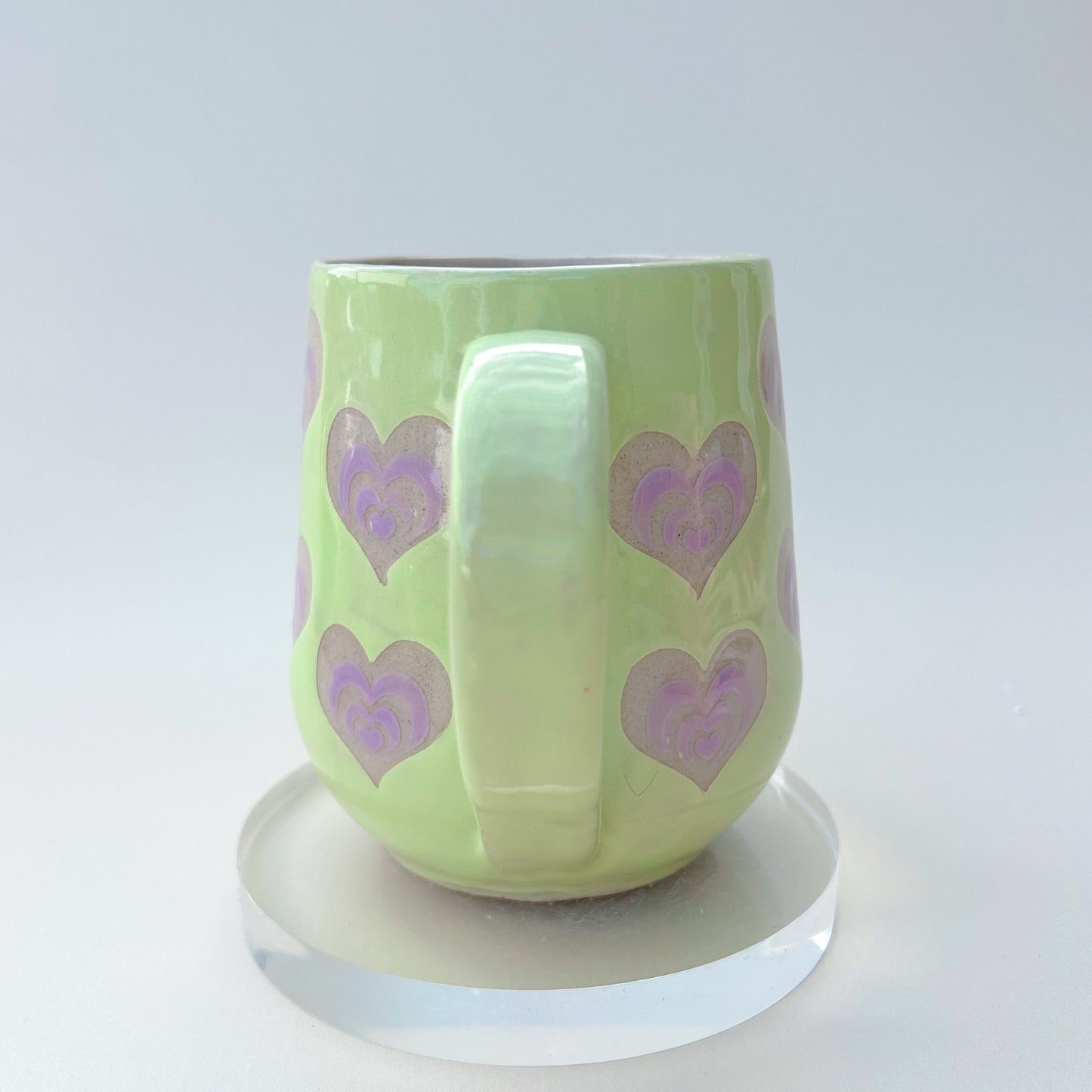 Light Green and Purple Heart 16 Ounce Ceramic Mug