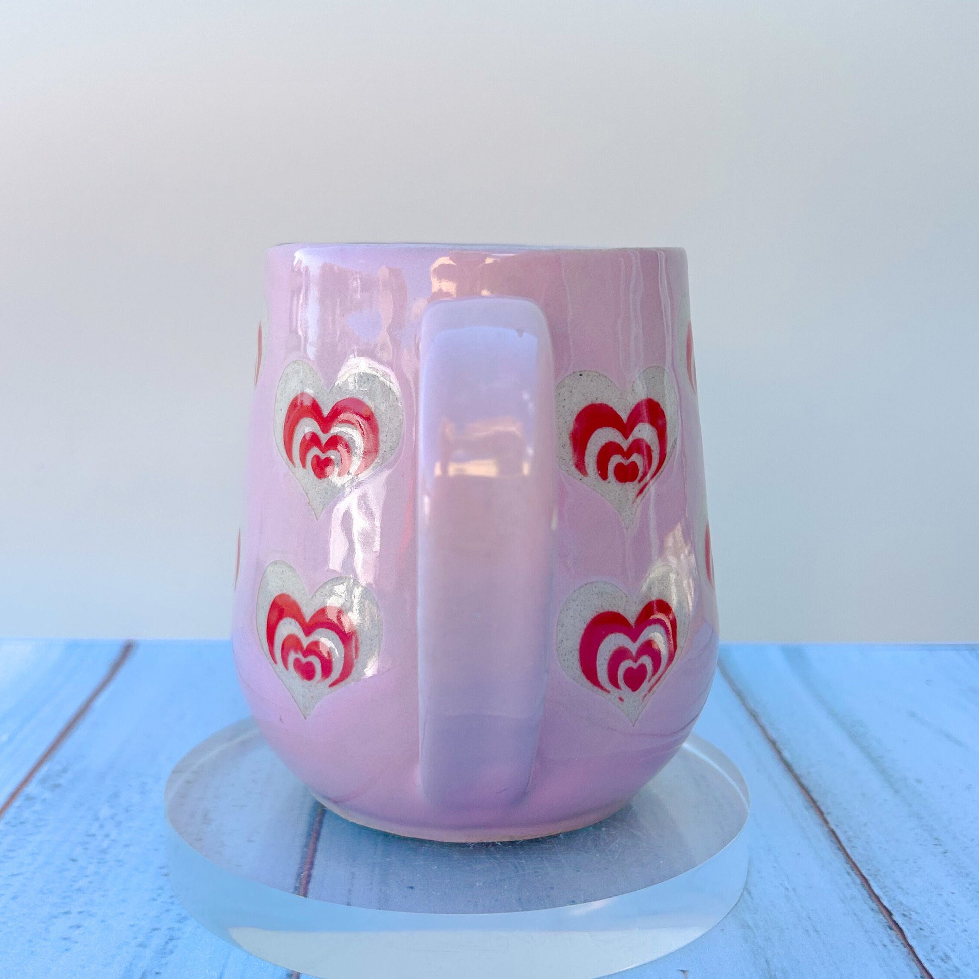 Pink and Red 16 Oz Heart Ceramic Mug