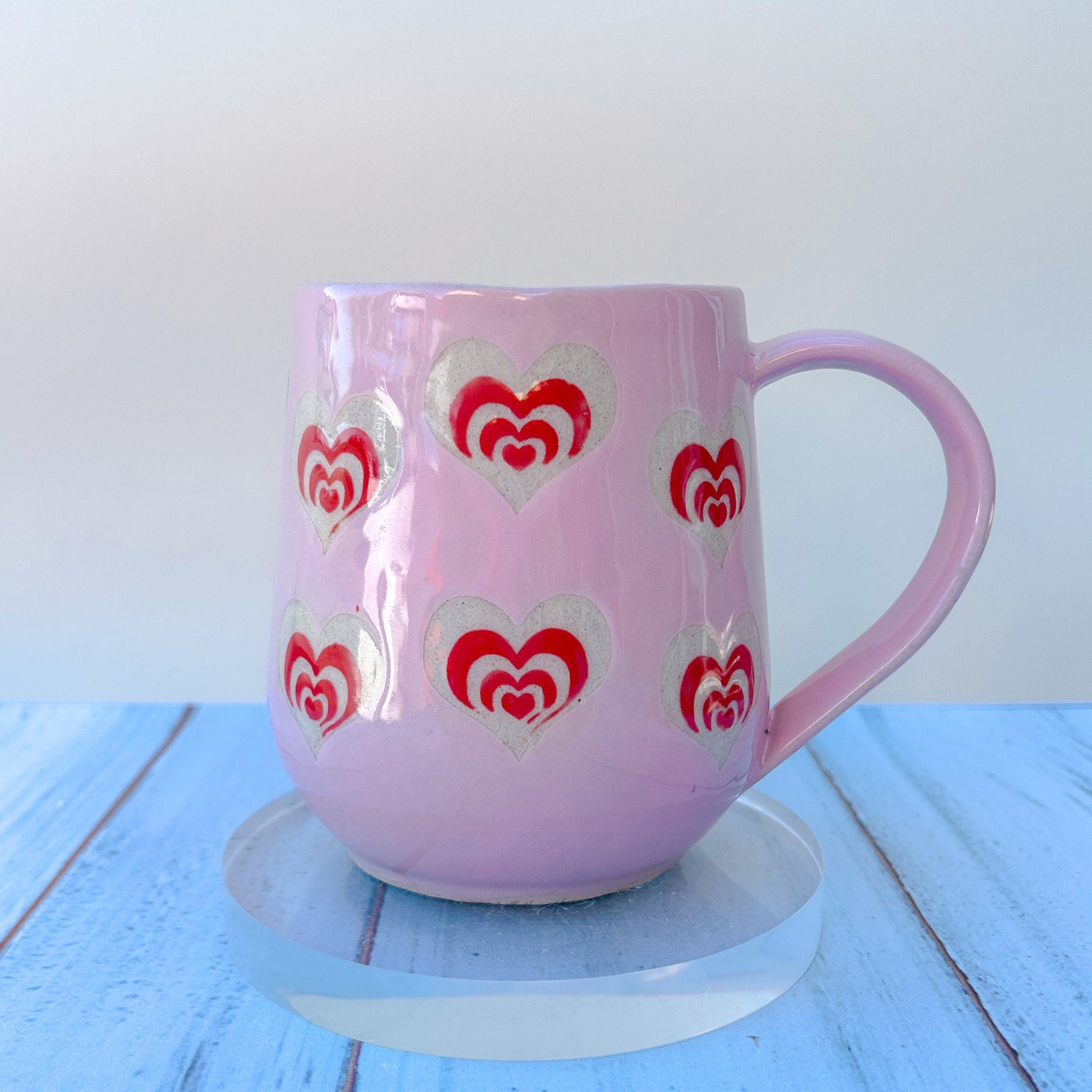 Pink and Red 16 Oz Heart Ceramic Mug