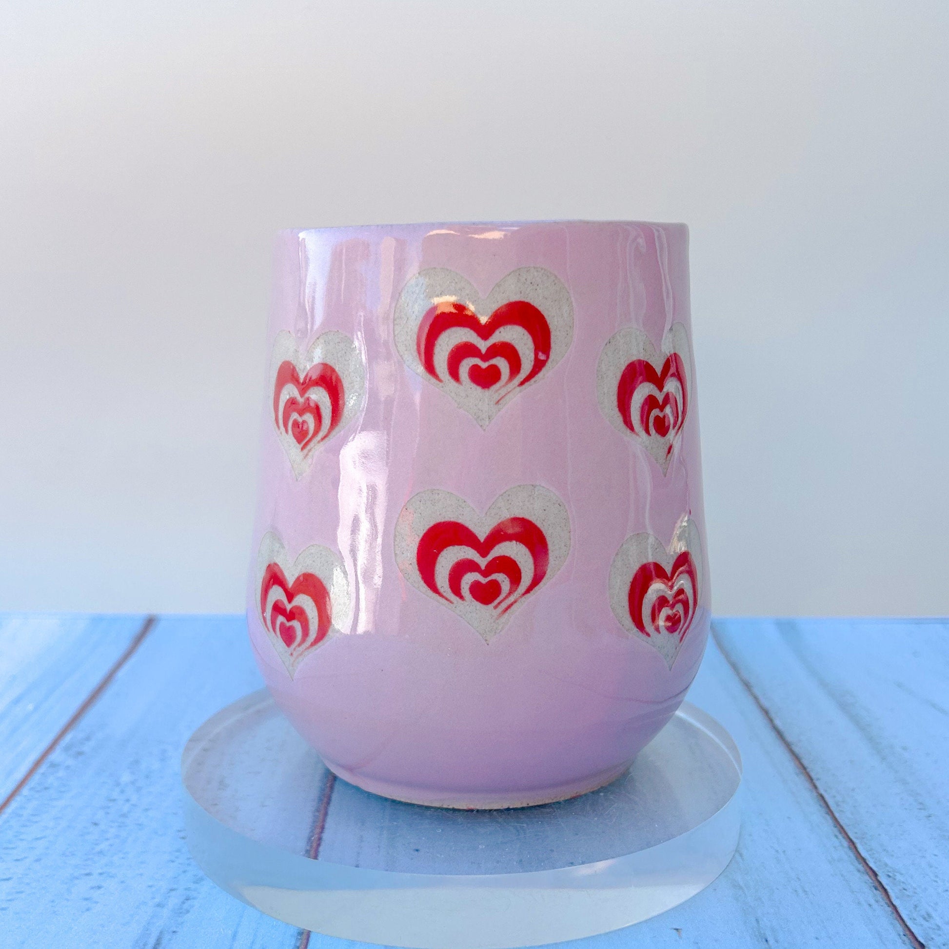 Pink and Red 16 Oz Heart Ceramic Mug