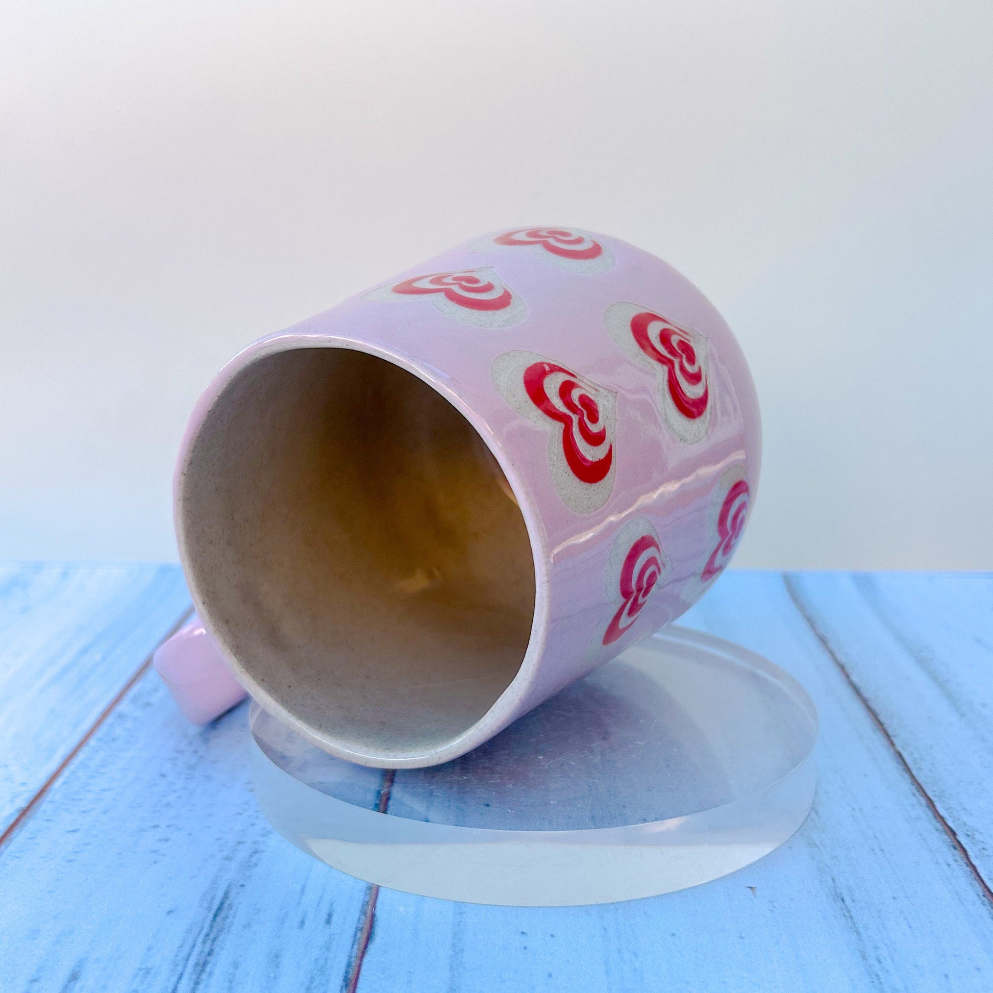 Pink and Red 16 Oz Heart Ceramic Mug