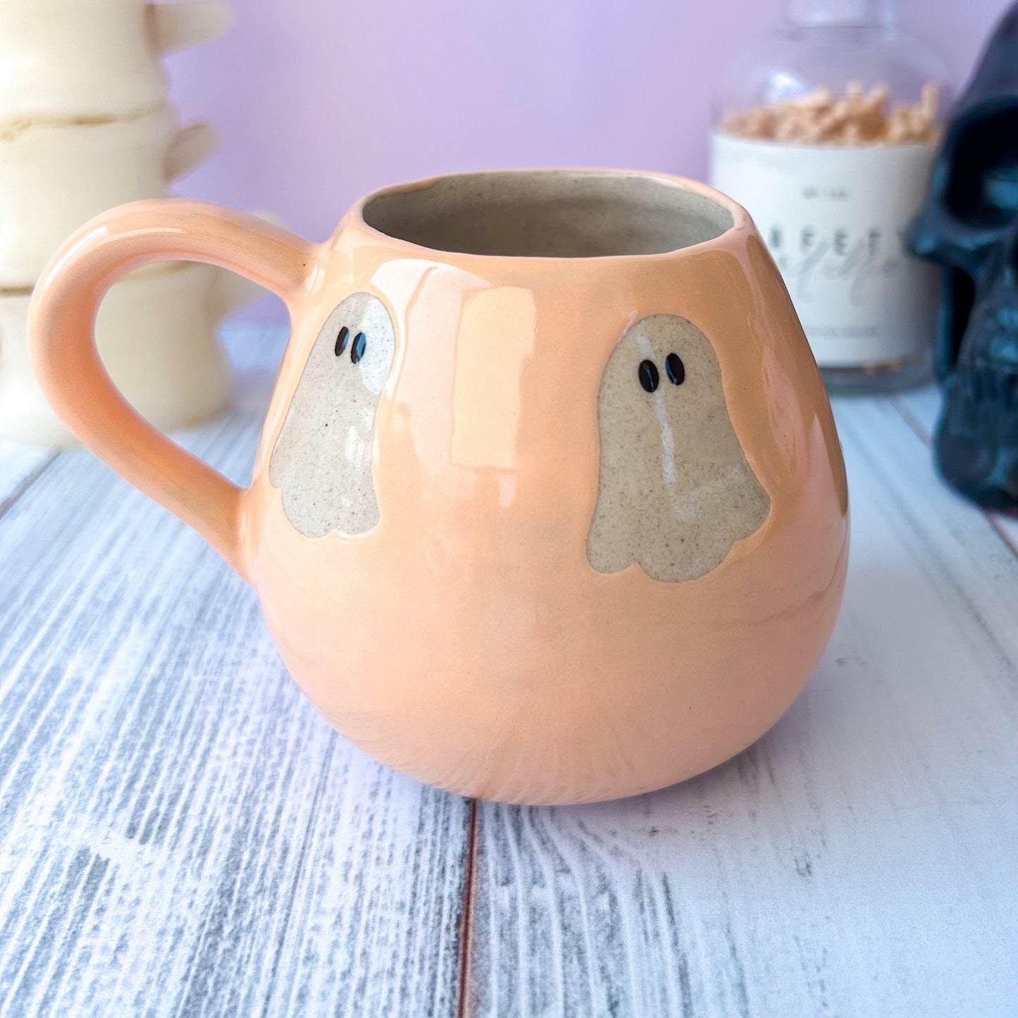 Peach Ghost 12 Ounce Ceramic Mug