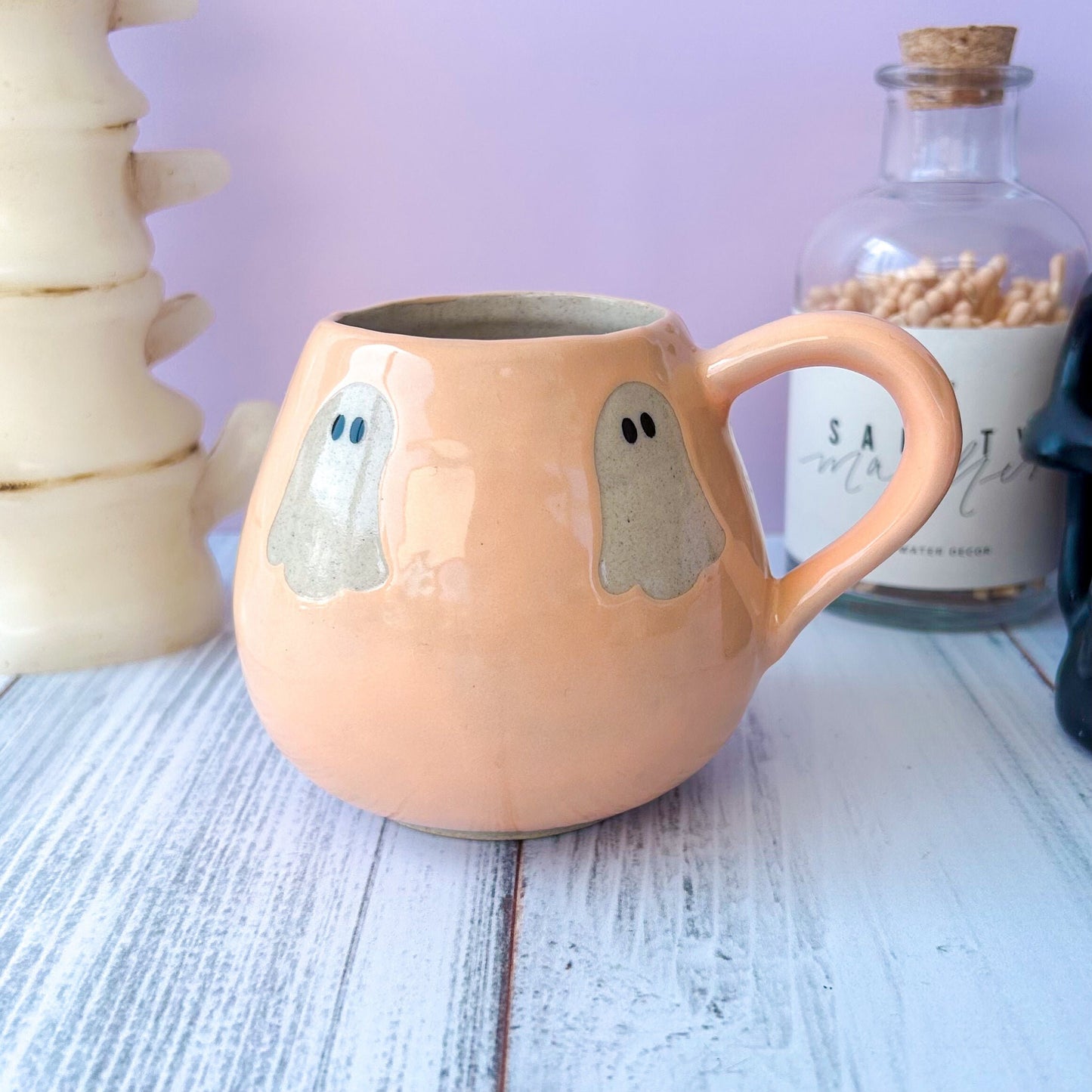 Peach Ghost 12 Ounce Ceramic Mug