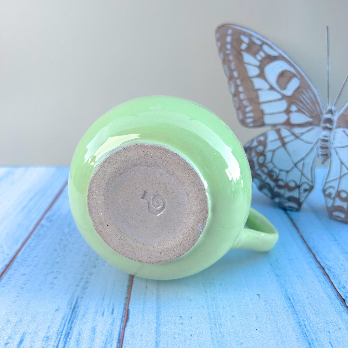 Light Green and Purple Heart 12 Ounce Ceramic Mug