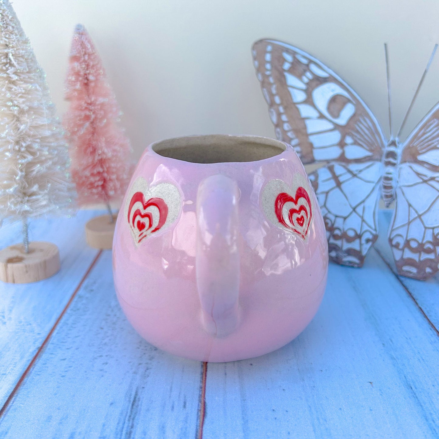 Pink and Red Heart 12 Ounce Ceramic Mug