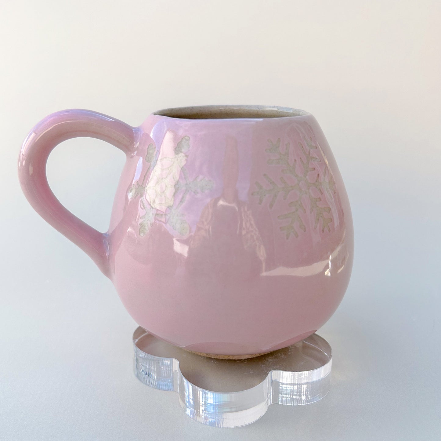 Pink Snowflake 12 Ounce Ceramic Mug