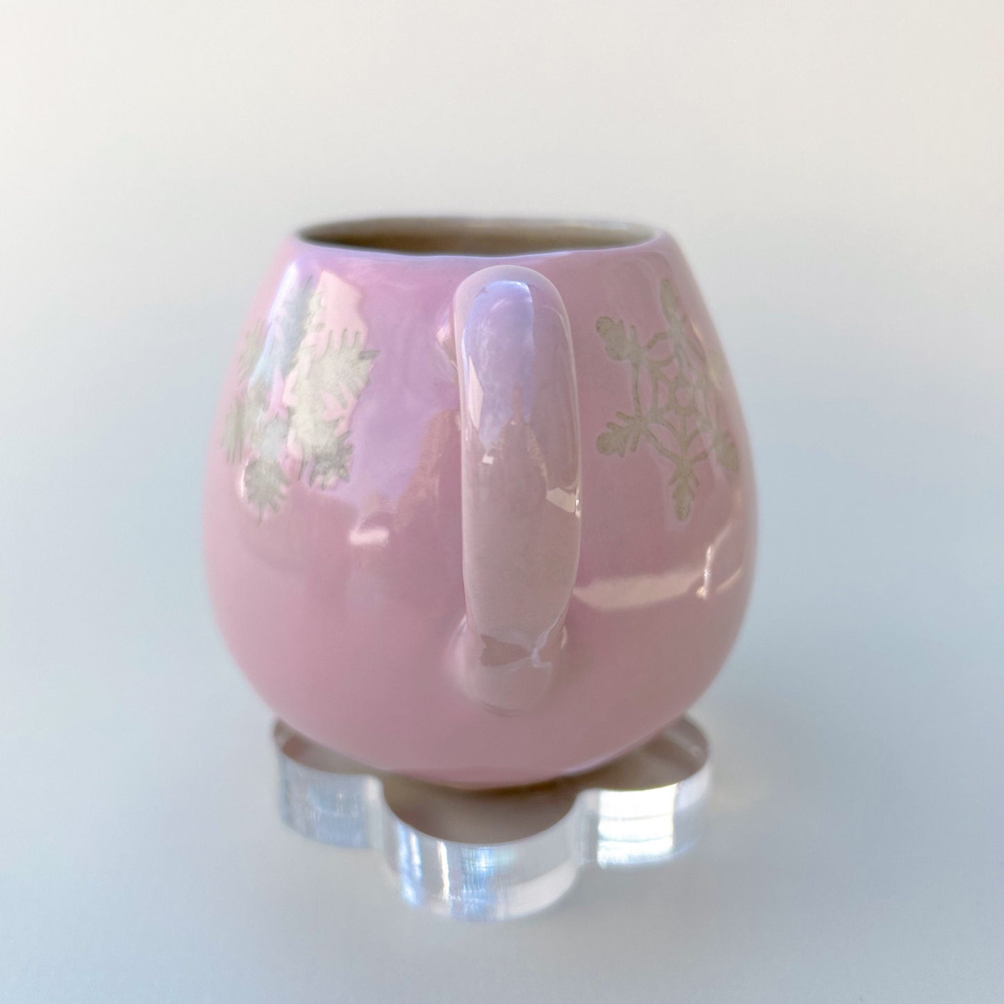 Pink Snowflake 12 Ounce Ceramic Mug