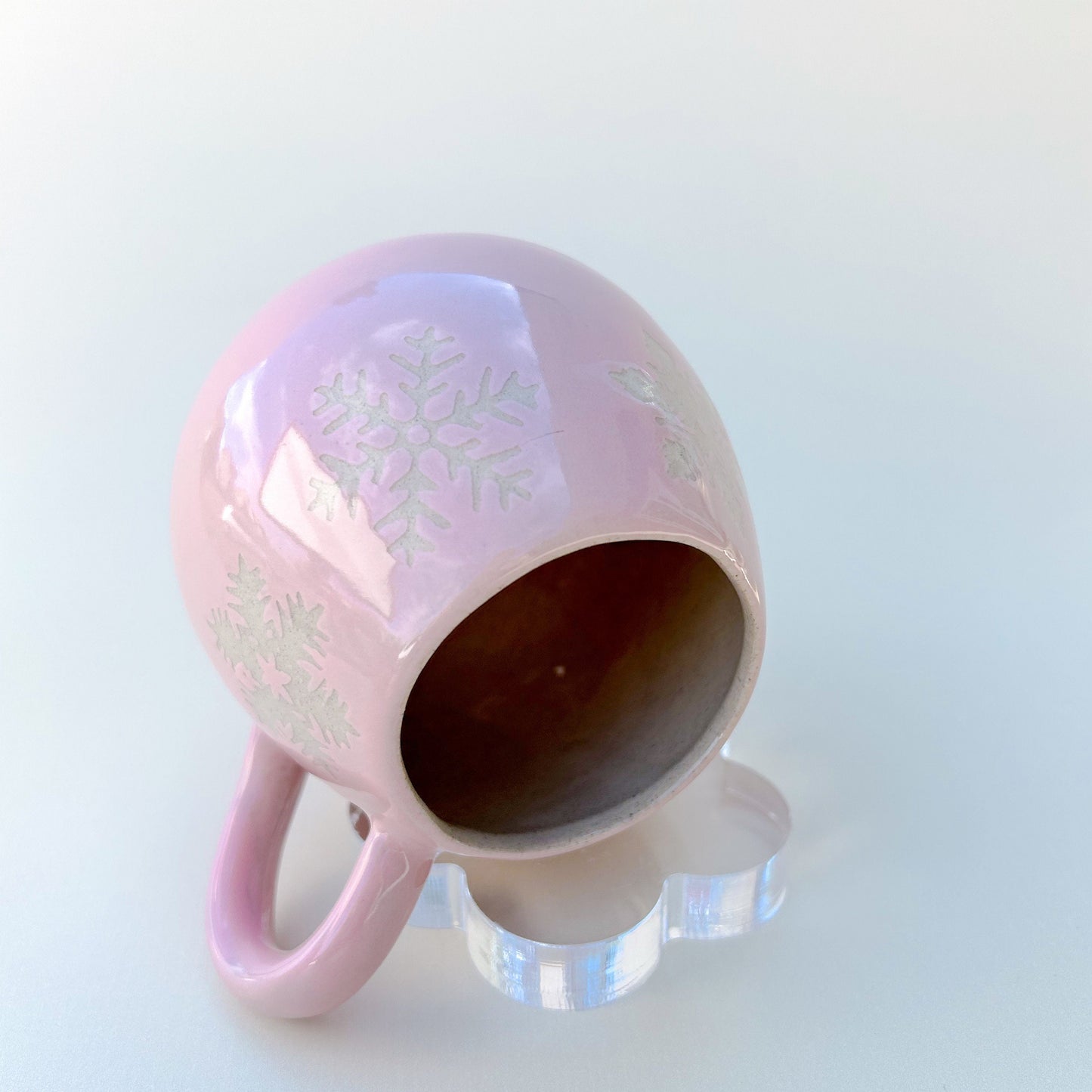 Pink Snowflake 12 Ounce Ceramic Mug