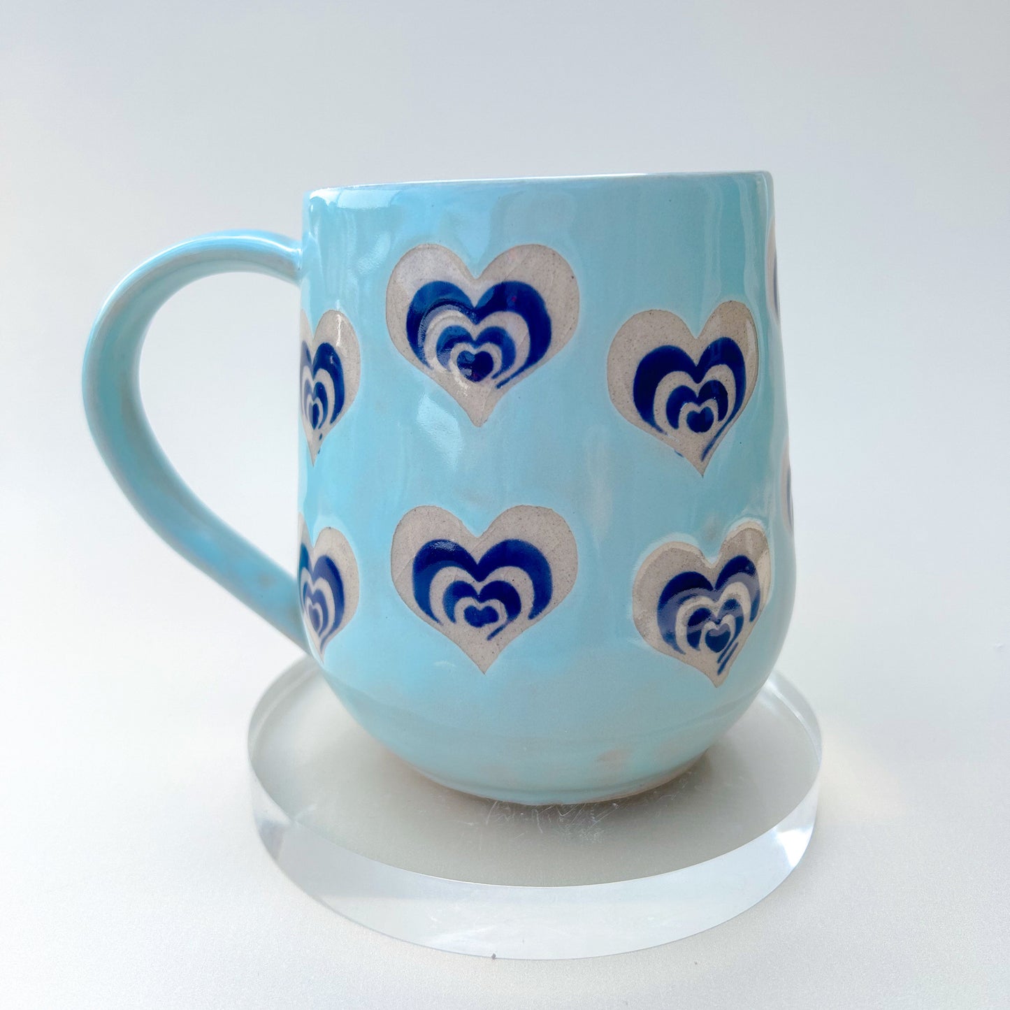 Light Blue Heart 16 Ounce Ceramic Mug