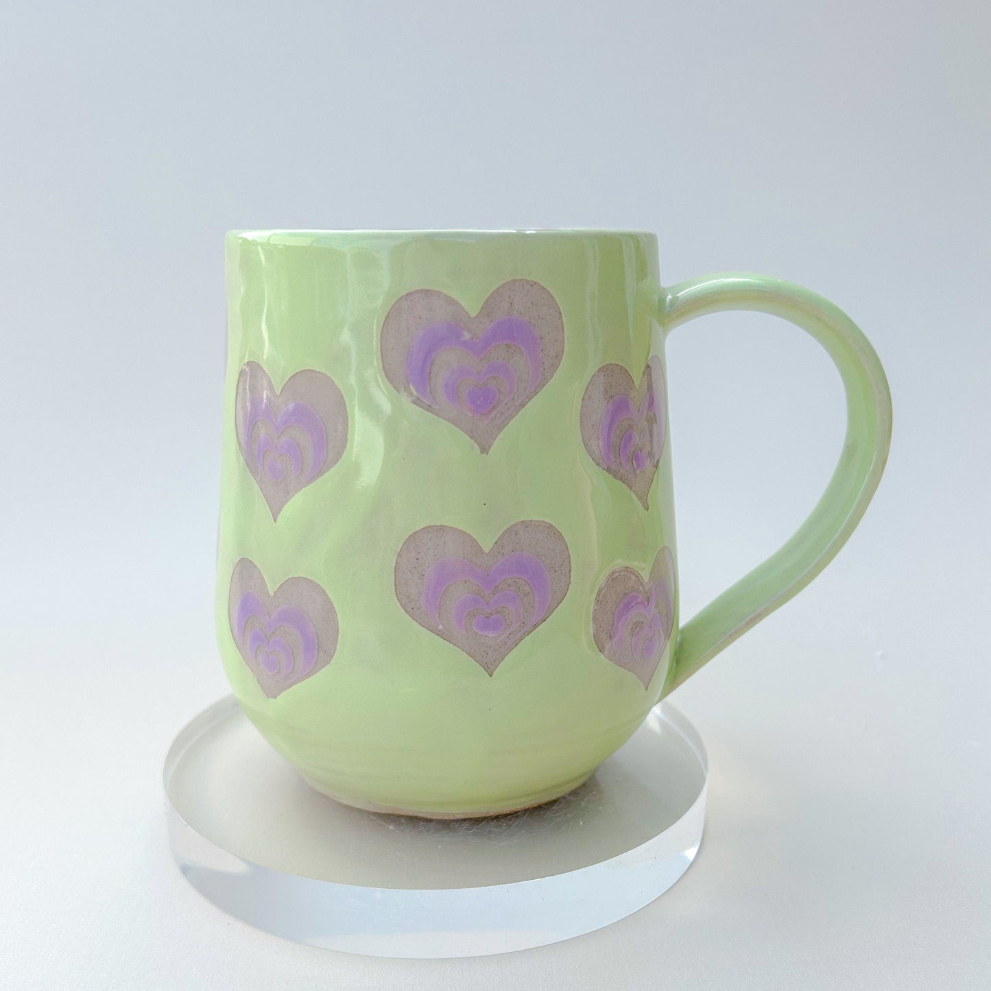 Light Green and Purple Heart 16 Ounce Ceramic Mug