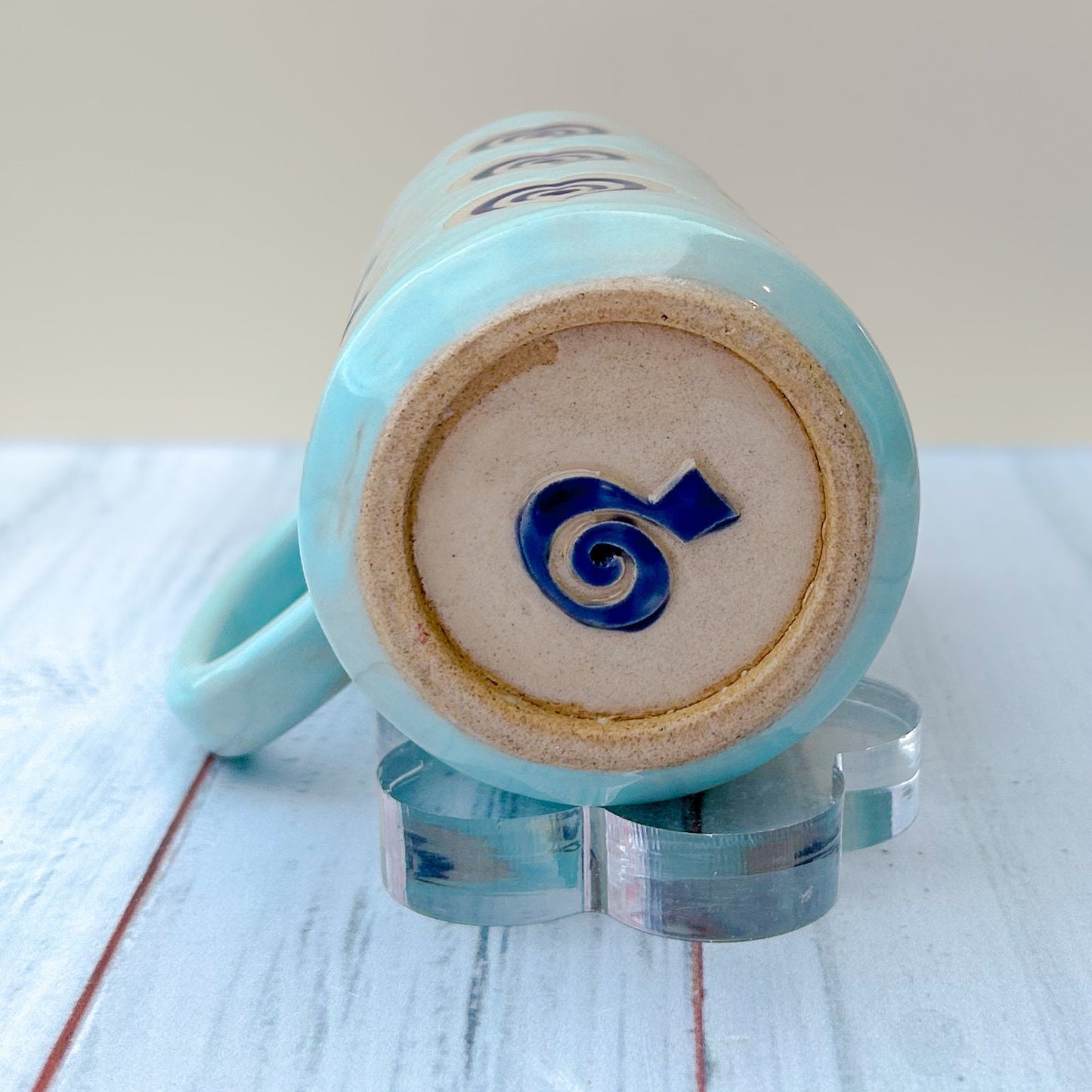 Light Blue Heart Tumbler Ceramic Mug