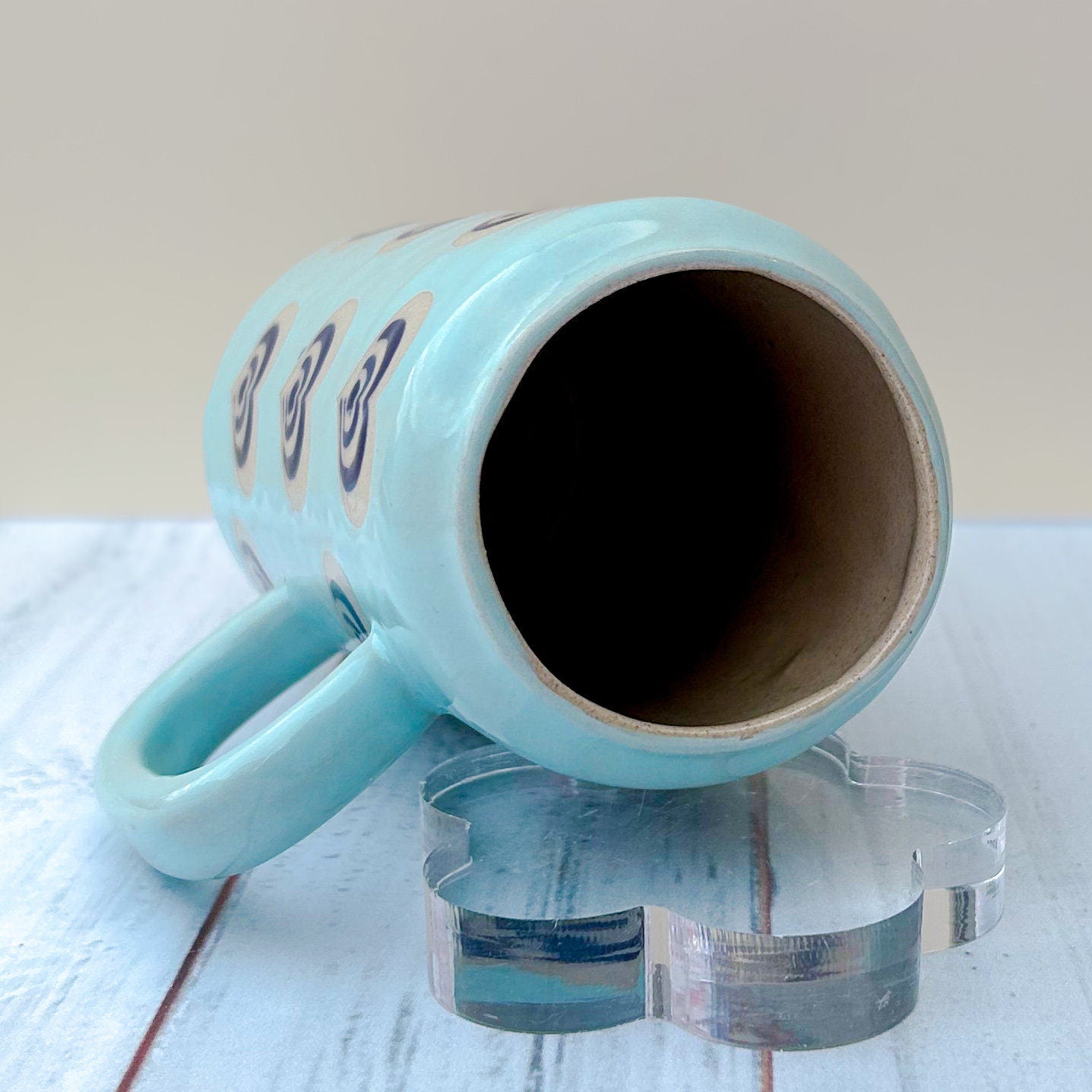Light Blue Heart Tumbler Ceramic Mug