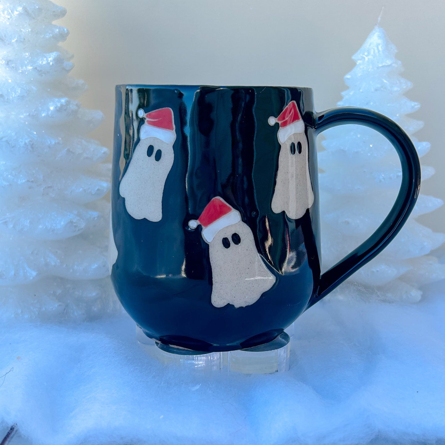 Black Santa Hat Ghost Mug