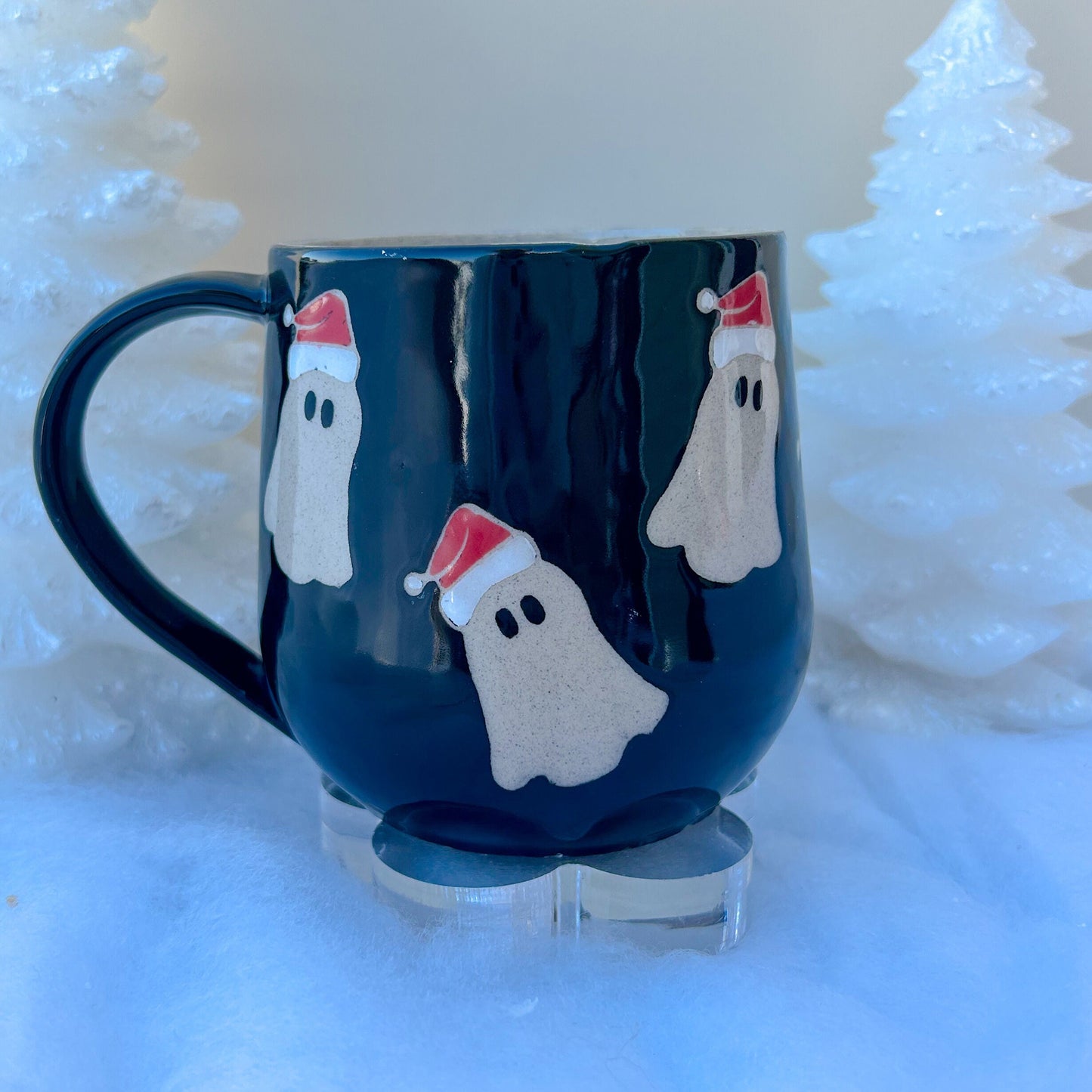 Black Santa Hat Ghost Mug
