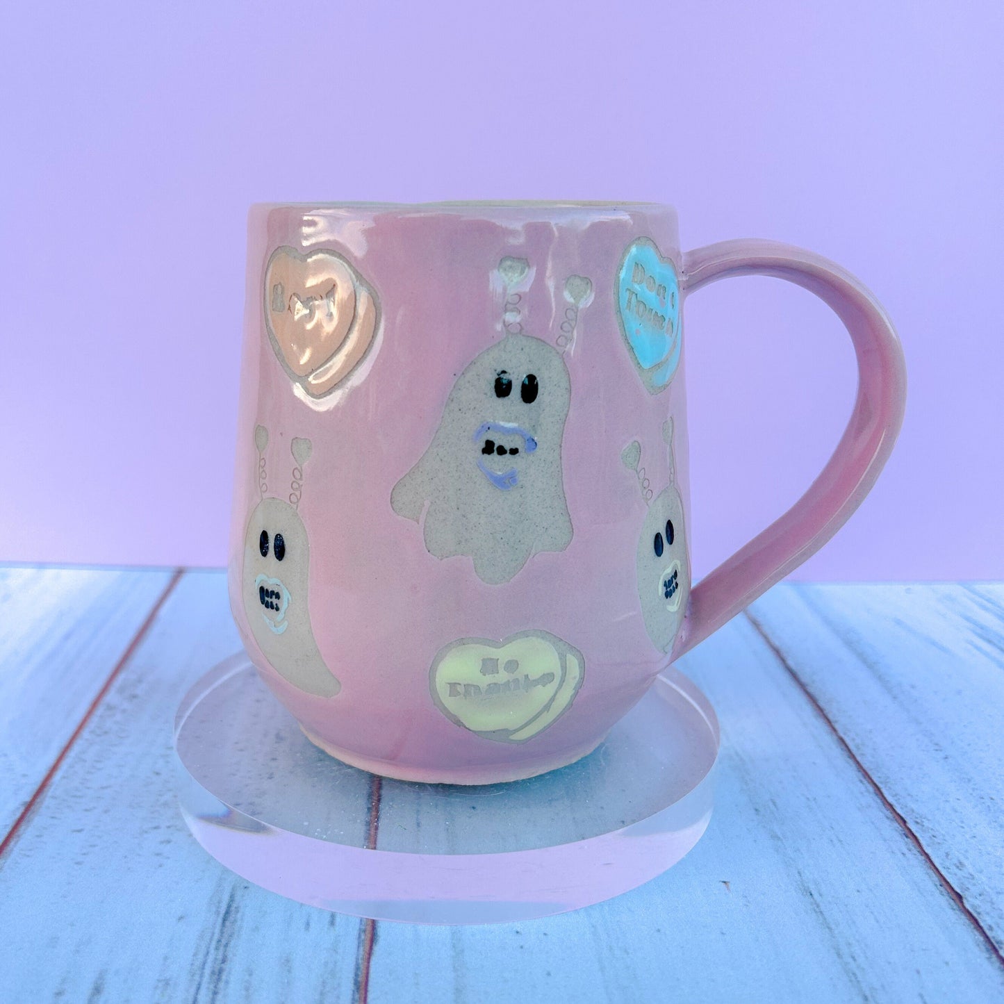 Pink Valentines Ghost 16 Ounce Ceramic Mug
