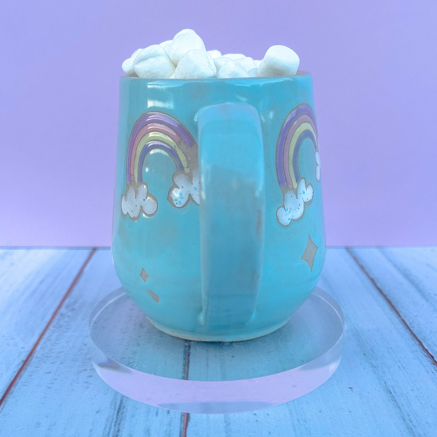 Light Blue Rainbow 16 Ounce Ceramic Mug