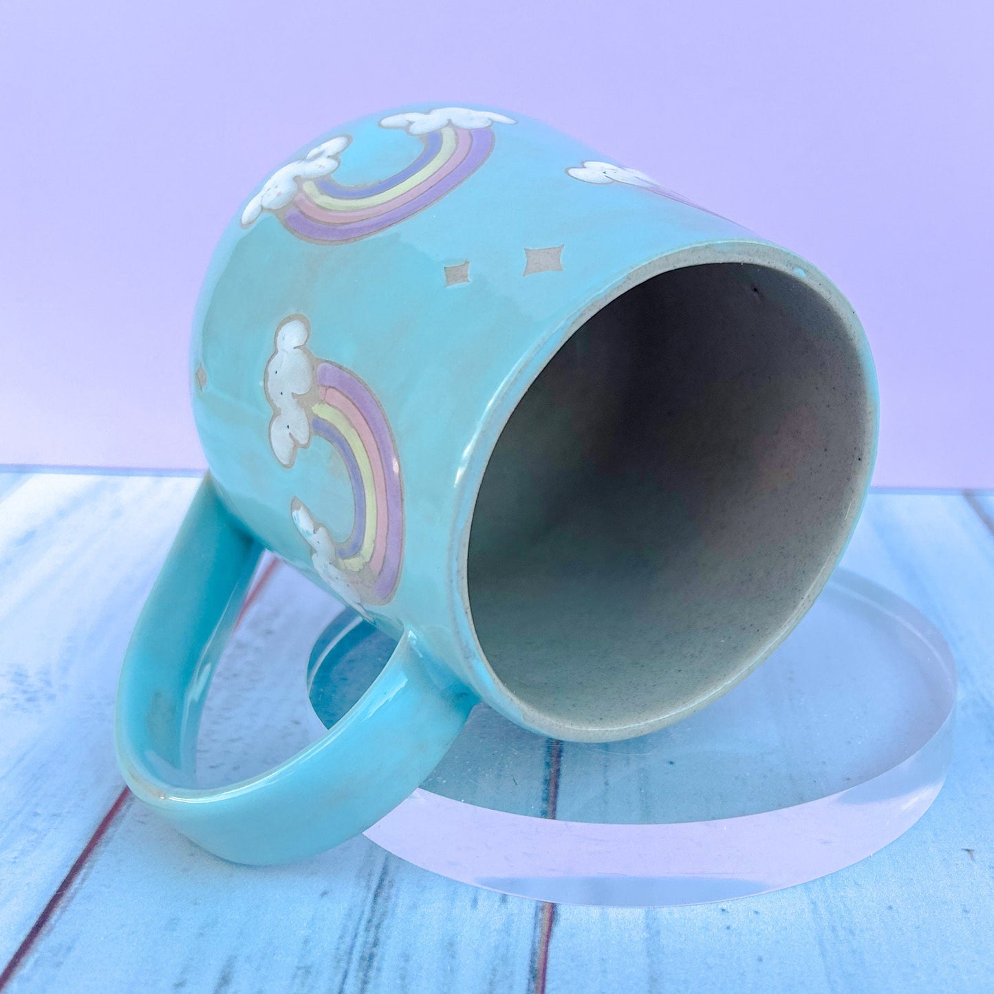 Light Blue Rainbow 16 Ounce Ceramic Mug