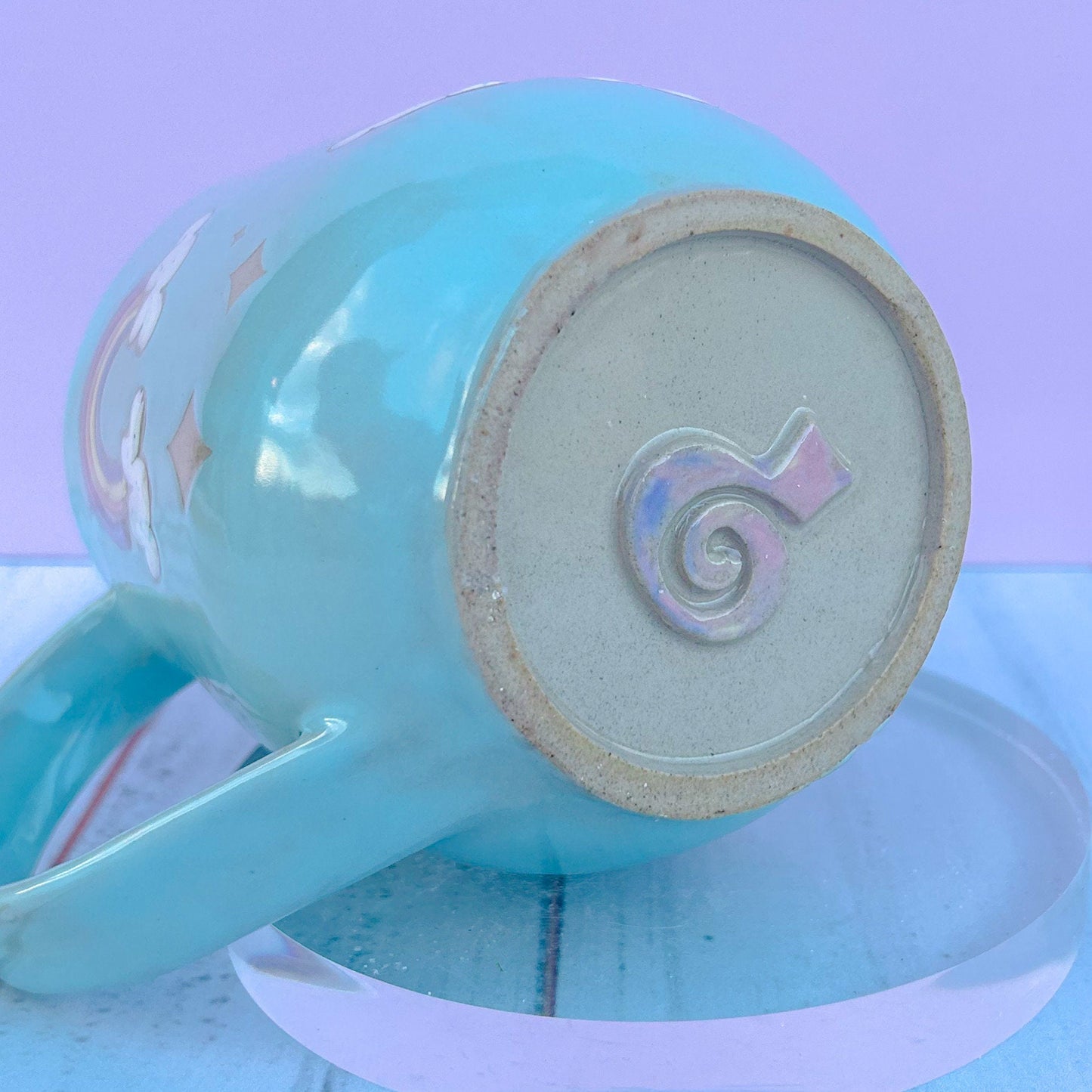 Light Blue Rainbow 16 Ounce Ceramic Mug
