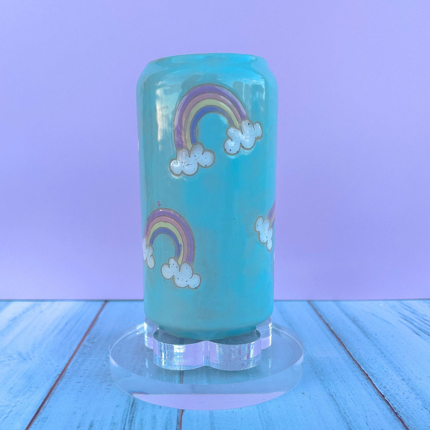Light Blue Rainbow and Cloud Tumbler Ceramic Mug