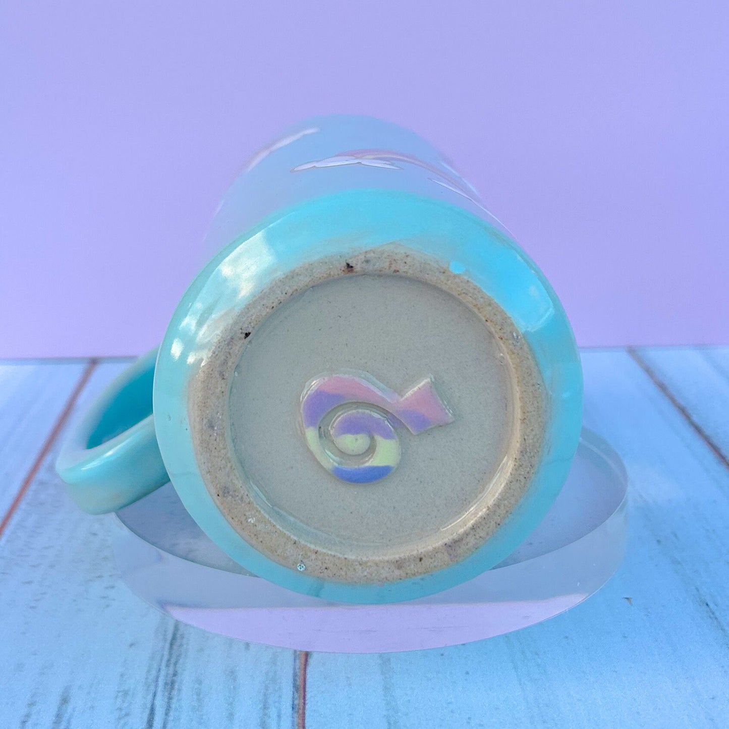 Light Blue Rainbow and Cloud Tumbler Ceramic Mug