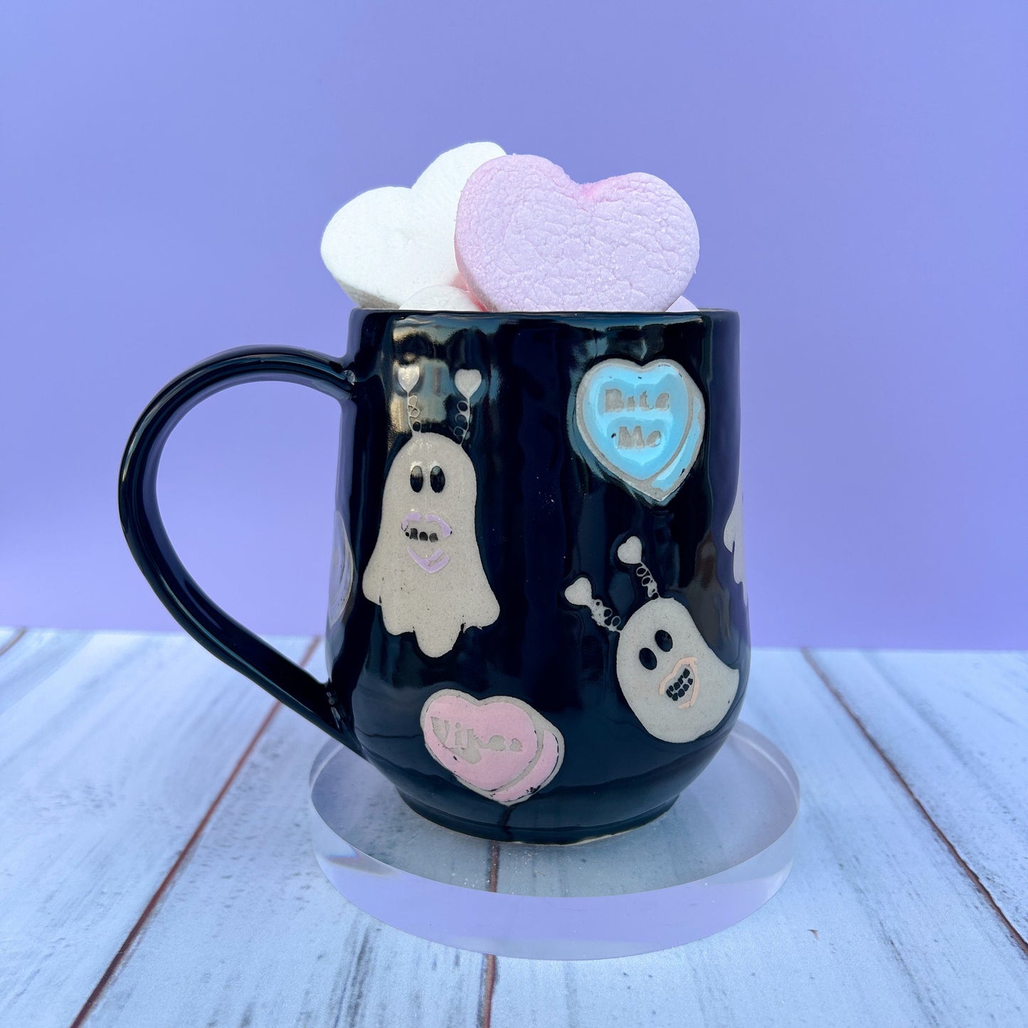 Black Valentines Ghost 16 Ounce Ceramic Mug