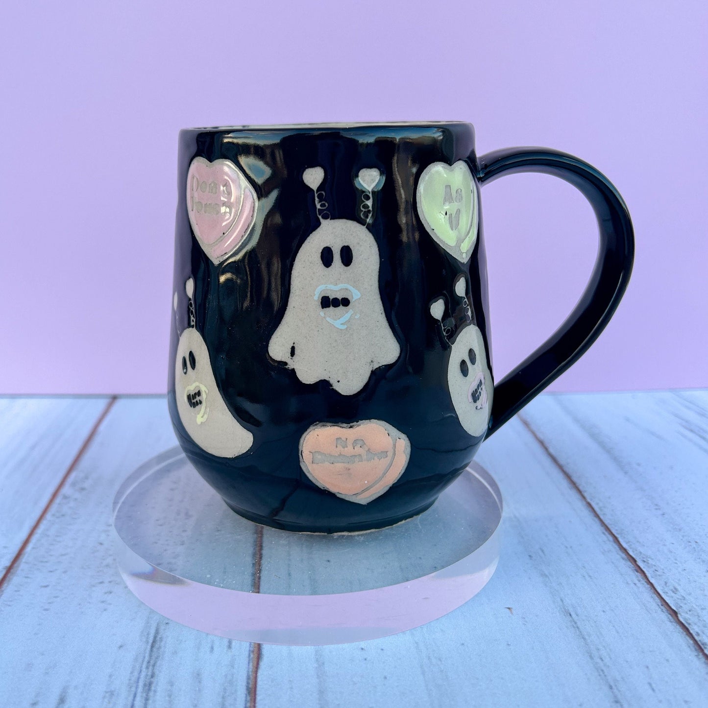 Black Valentines Ghost 16 Ounce Ceramic Mug