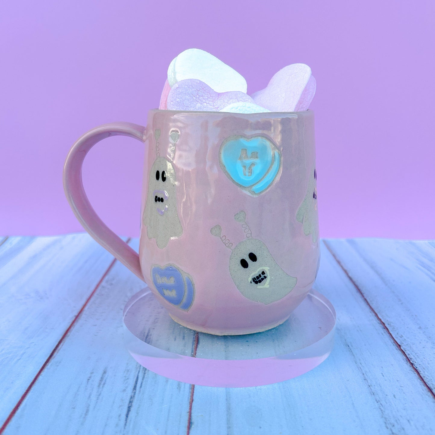 Pink Valentines Ghost 16 Ounce Ceramic Mug