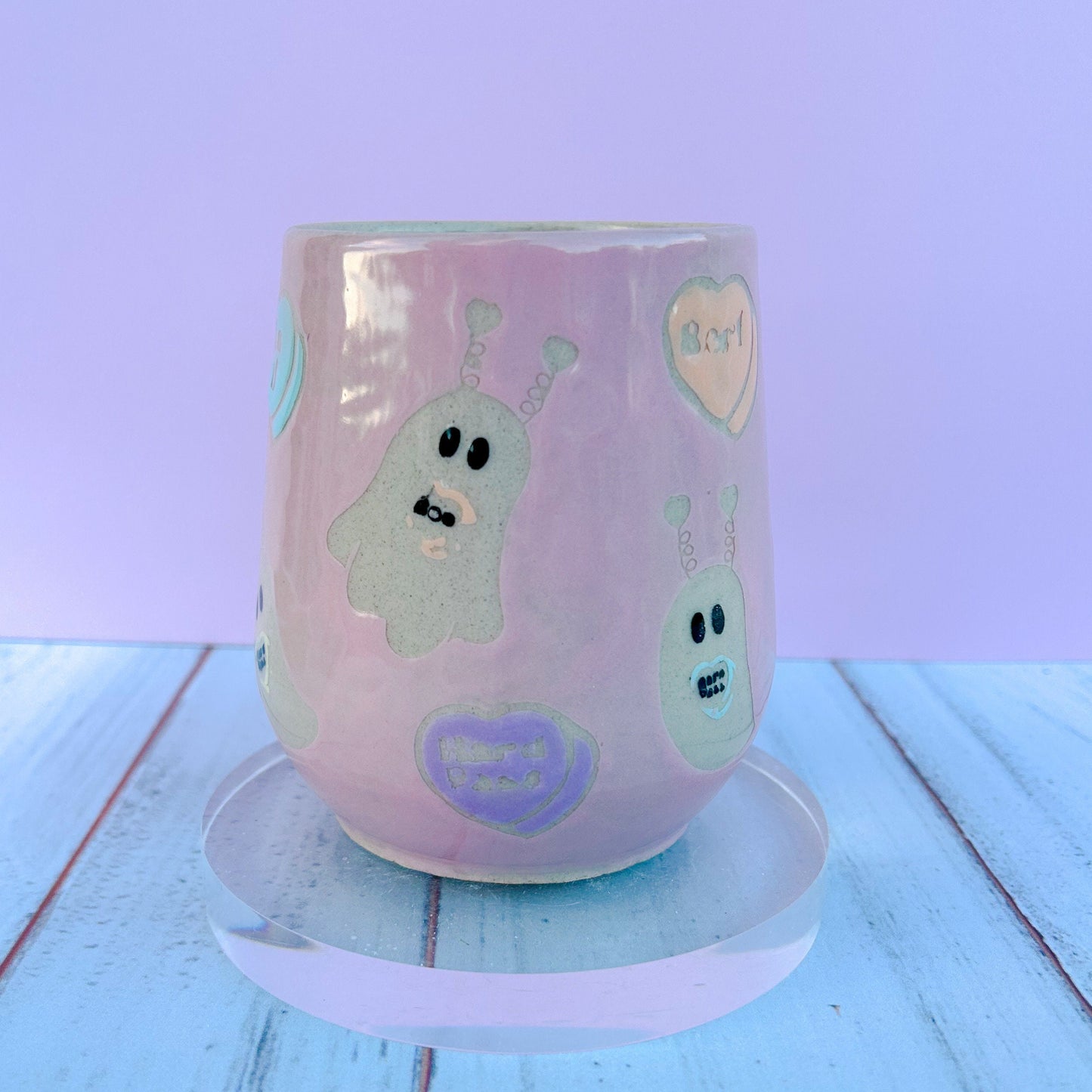Pink Valentines Ghost 16 Ounce Ceramic Mug