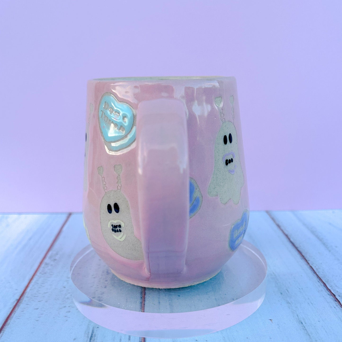 Pink Valentines Ghost 16 Ounce Ceramic Mug
