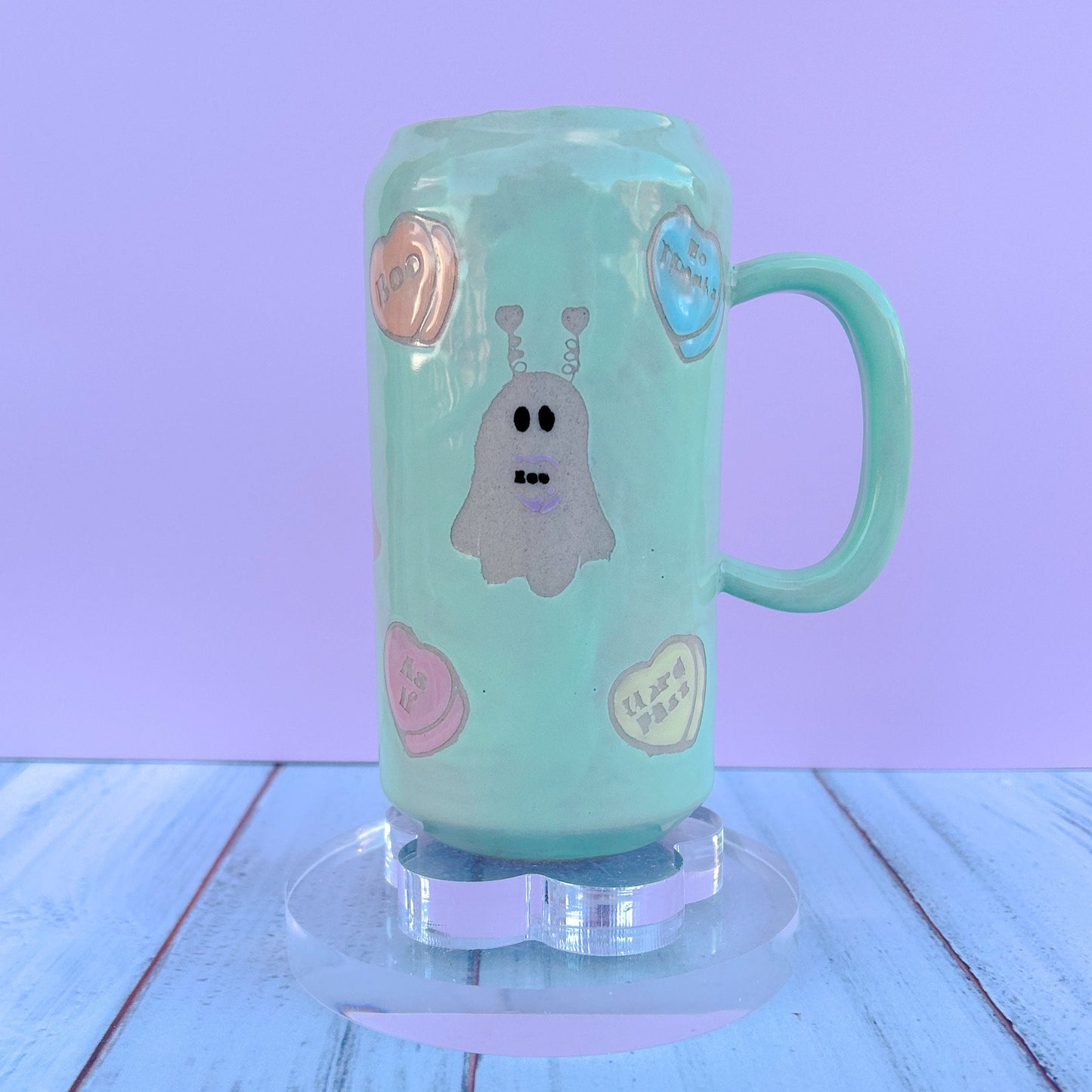 Aqua Valentines Ghost Tumbler Ceramic Mug