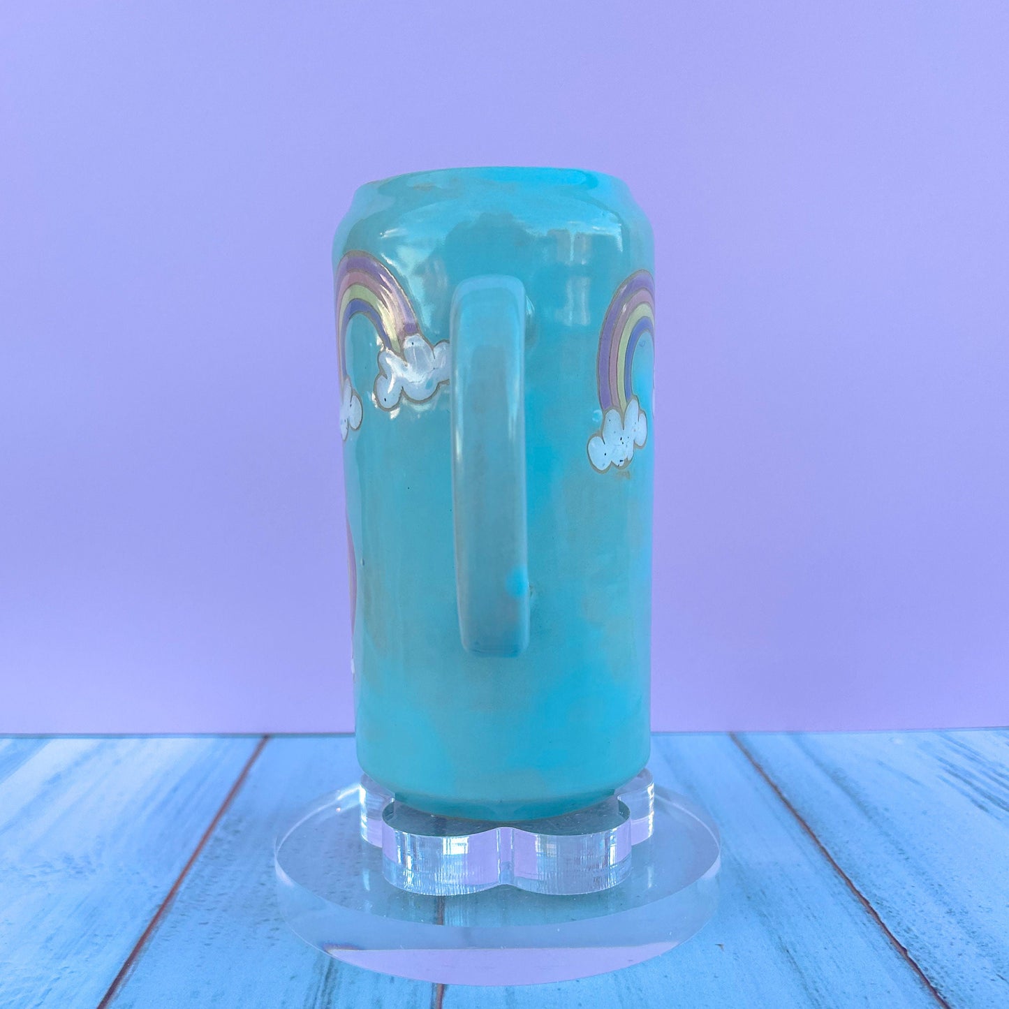 Light Blue Rainbow and Cloud Tumbler Ceramic Mug
