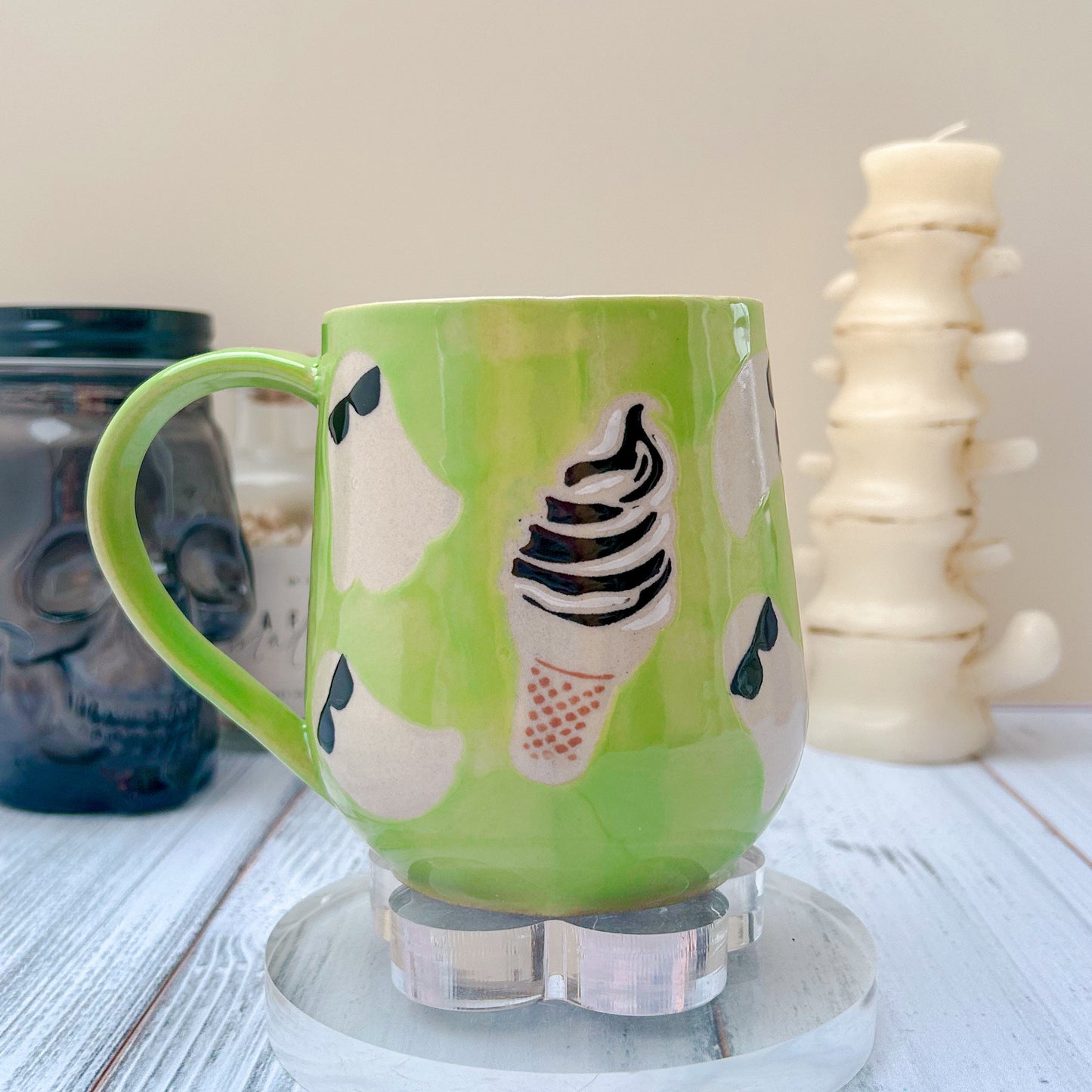 Green Ghost Ice Cream Ceramic Mug