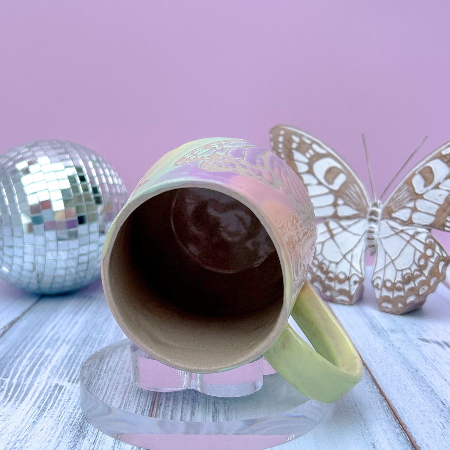 Rainbow Ombré Butterfly 16 Ounce Mug
