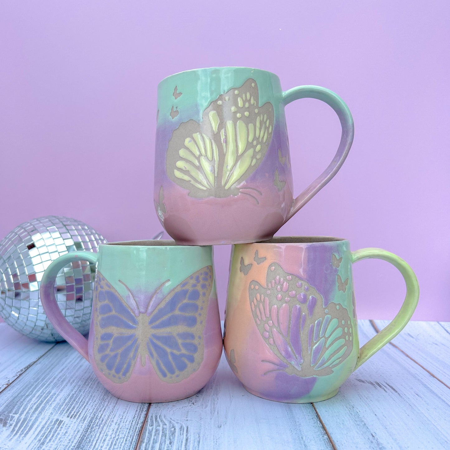 Rainbow Ombré Butterfly 16 Ounce Mug