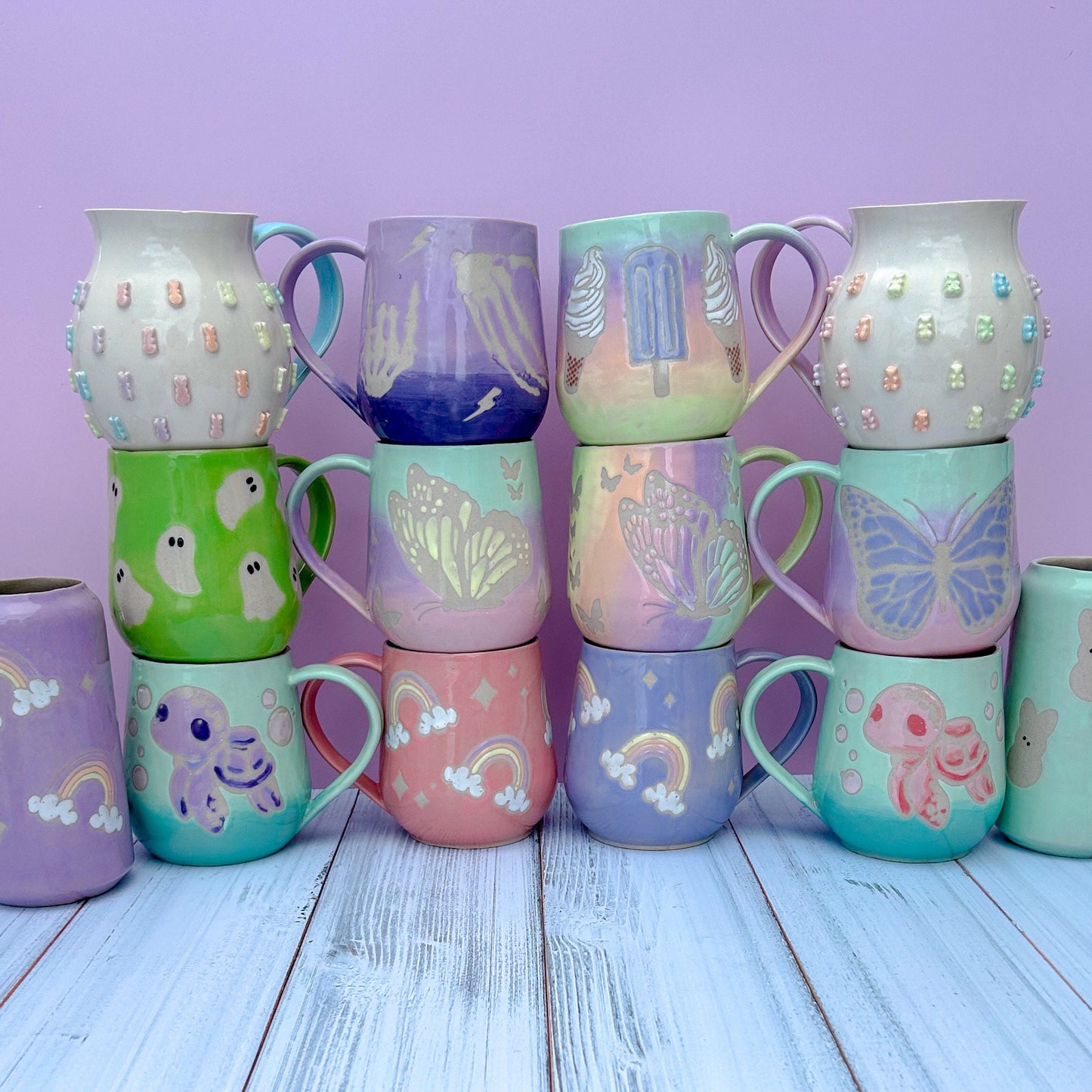 Rainbow Ombré Butterfly 16 Ounce Mug