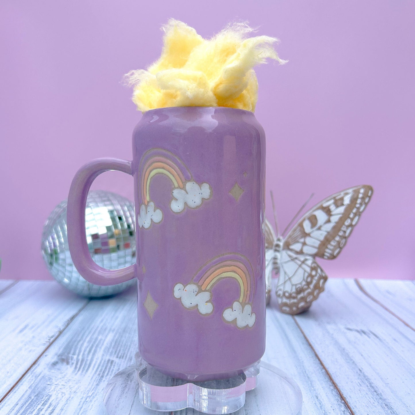 Purple Rainbow and Cloud Tumbler Ceramic Mug