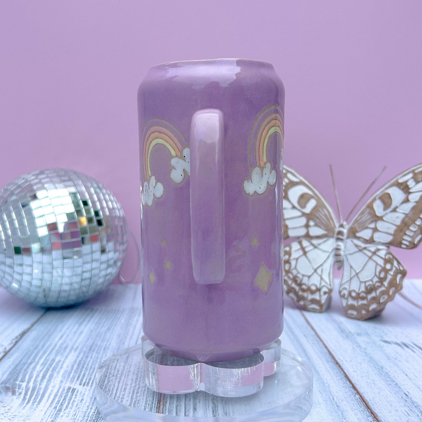 Purple Rainbow and Cloud Tumbler Ceramic Mug