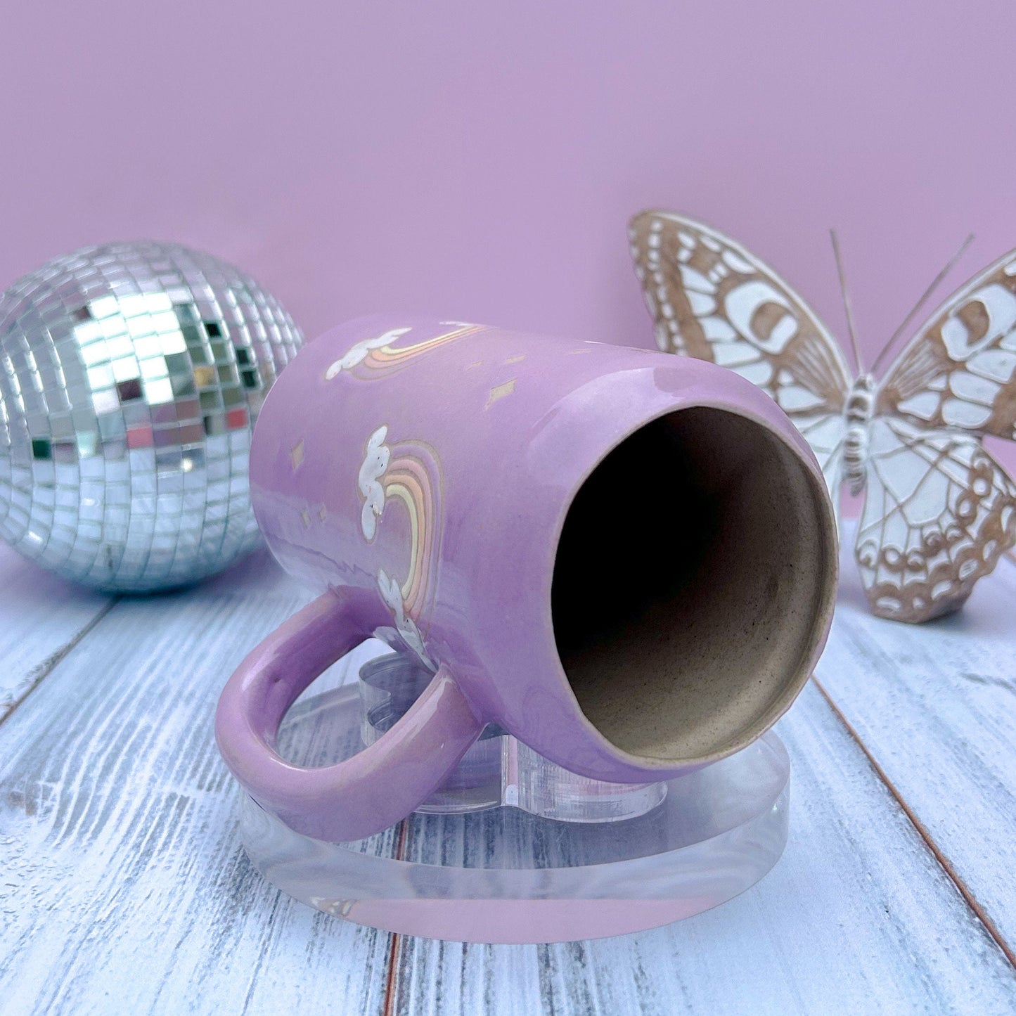 Purple Rainbow and Cloud Tumbler Ceramic Mug