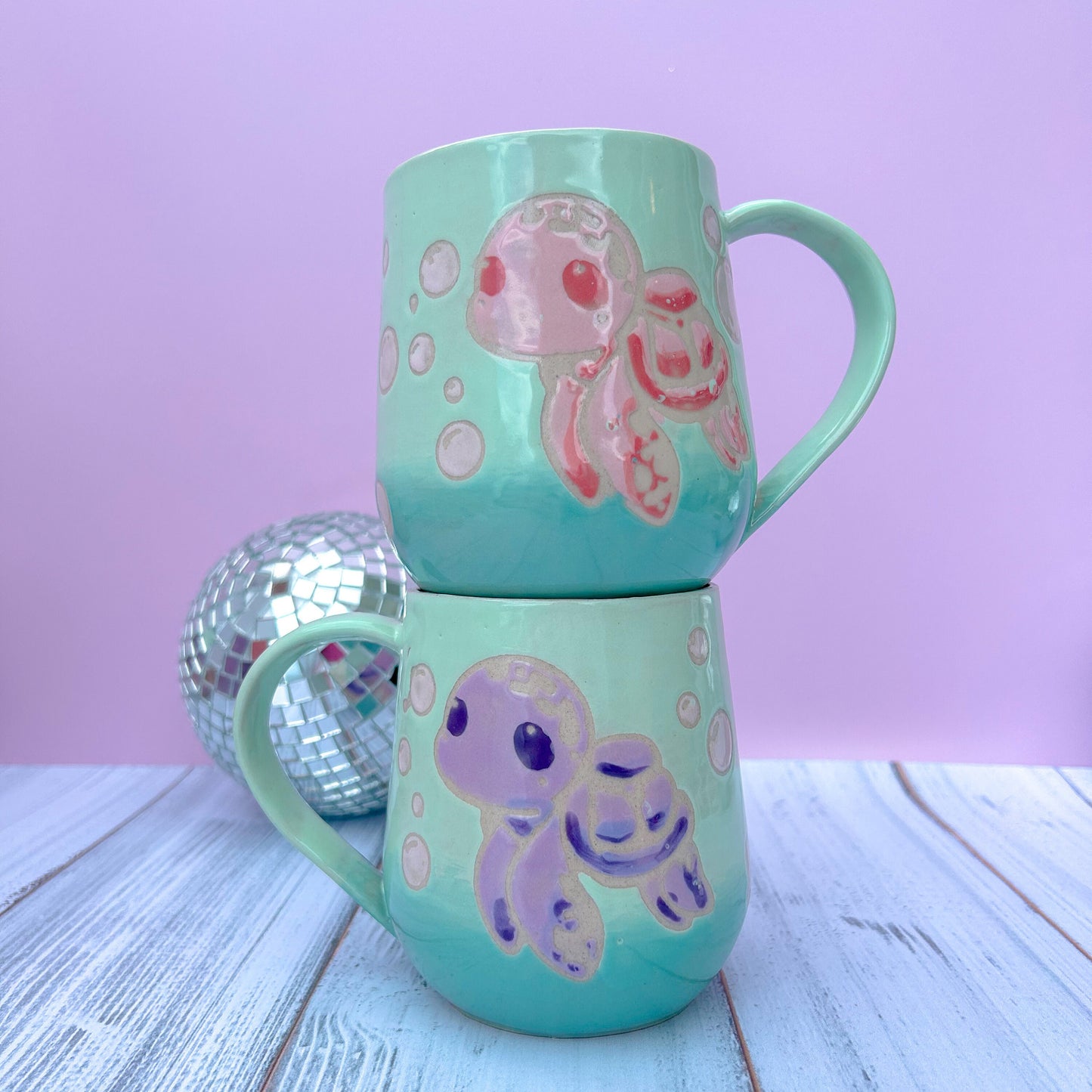 Pink Sea Turtle Ceramic Mug, Handmade Mug, Ceramic Ocean Mug, Beach Mug, Coffee Mug Gift for Her, Beach Lover Mug for Her, Ocean Gift Her
