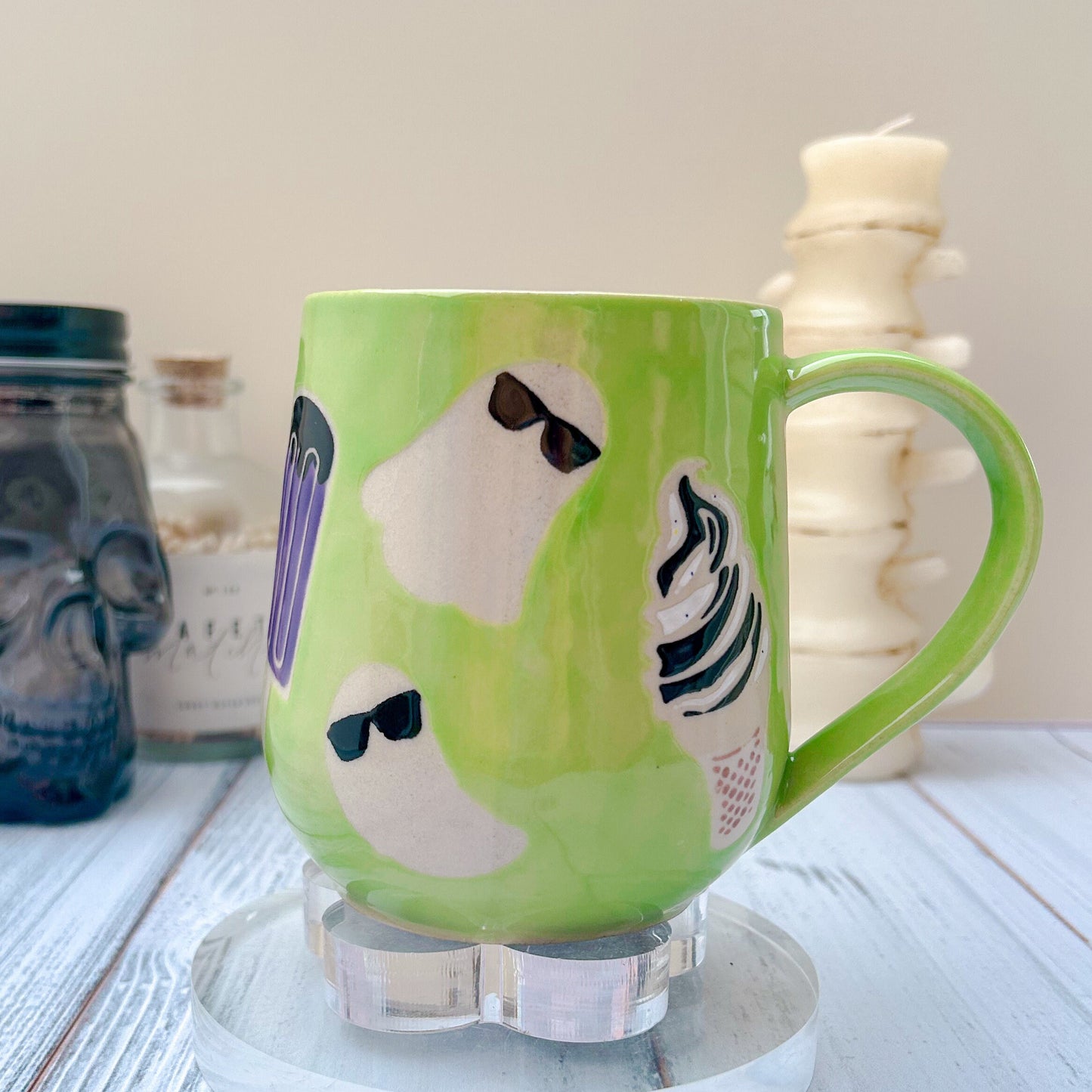 Green Ghost Ice Cream Ceramic Mug