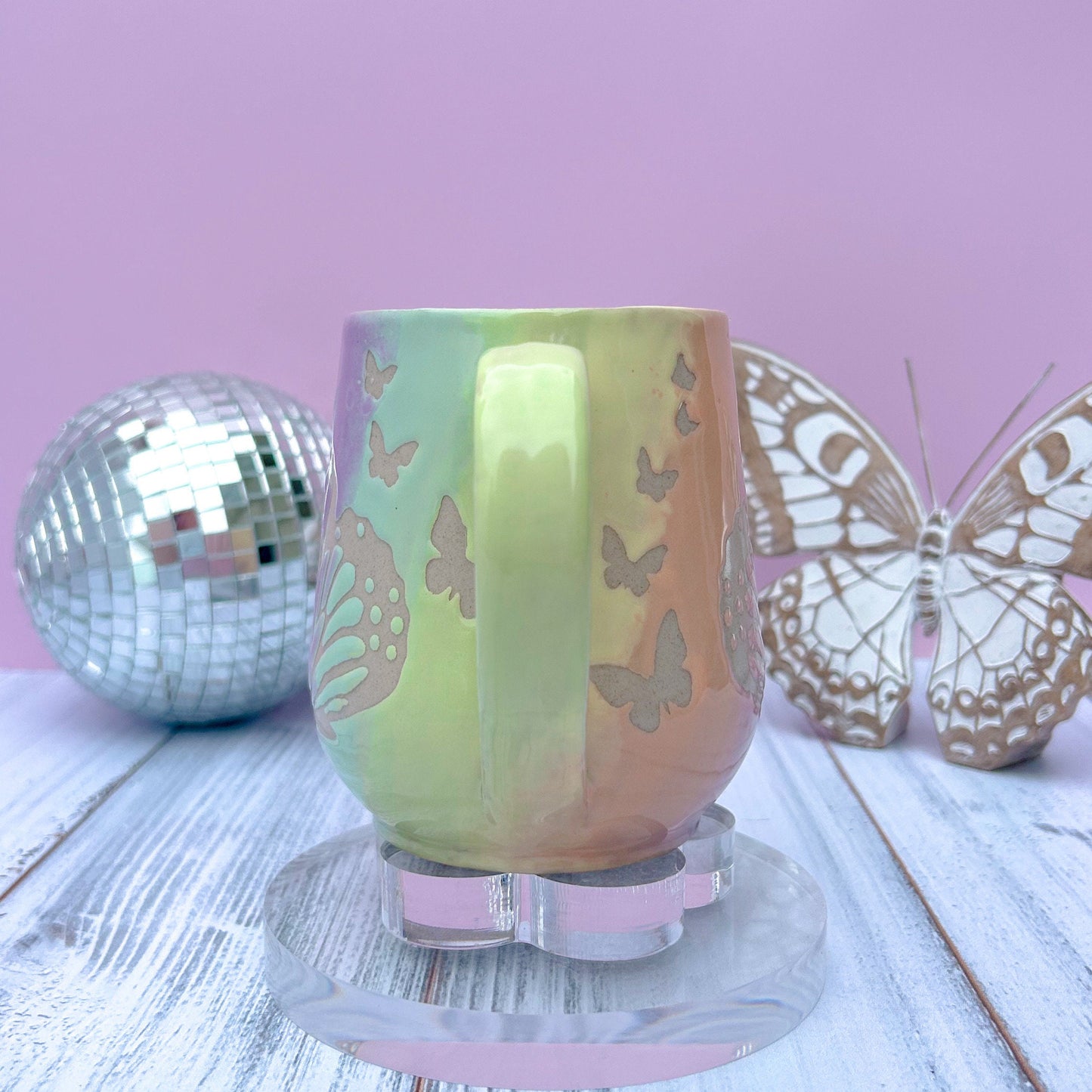 Rainbow Ombré Butterfly 16 Ounce Mug